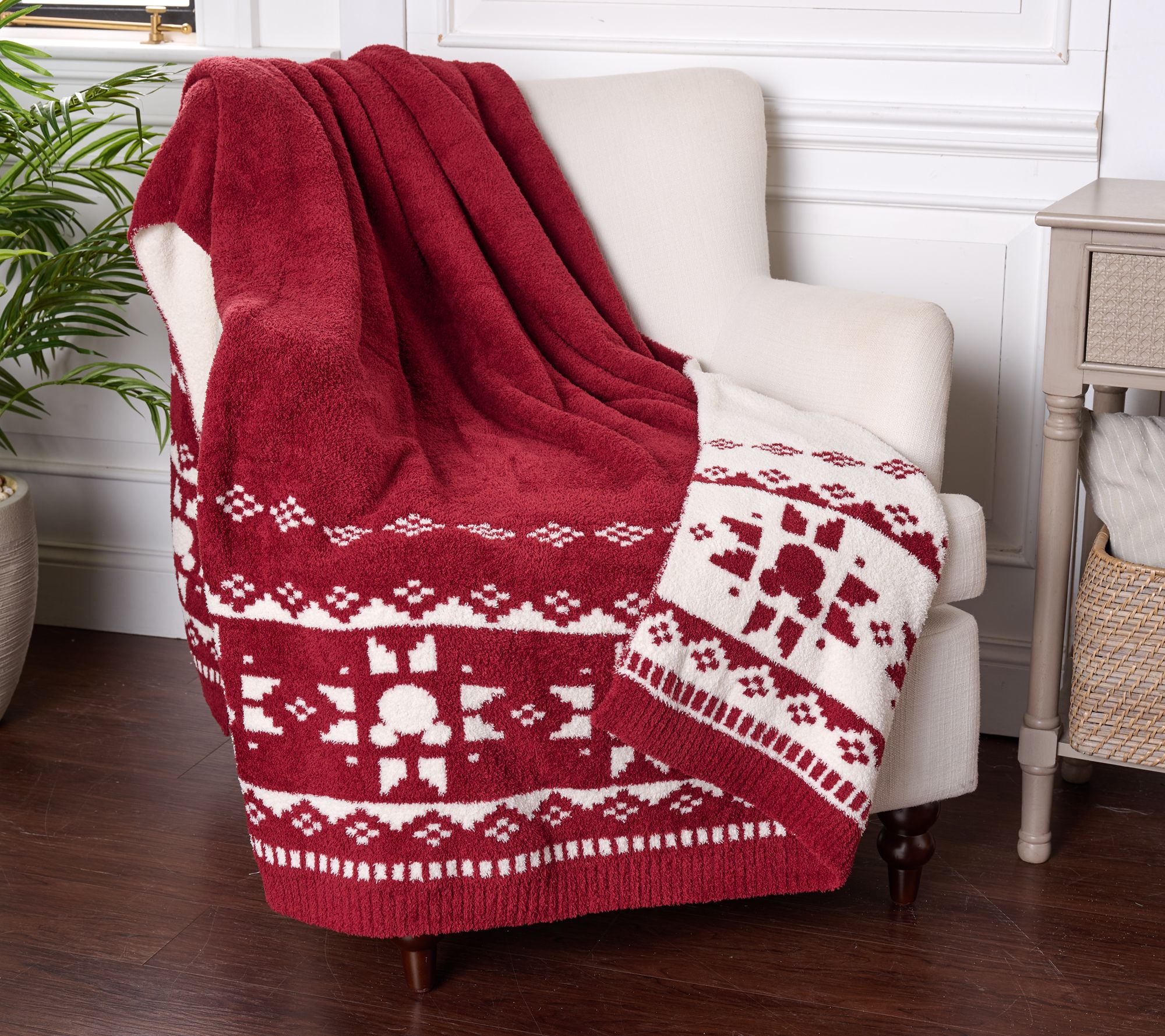 "As Is" Barefoot Dreams CozyChic Disney Mickey Fair Isle Throw