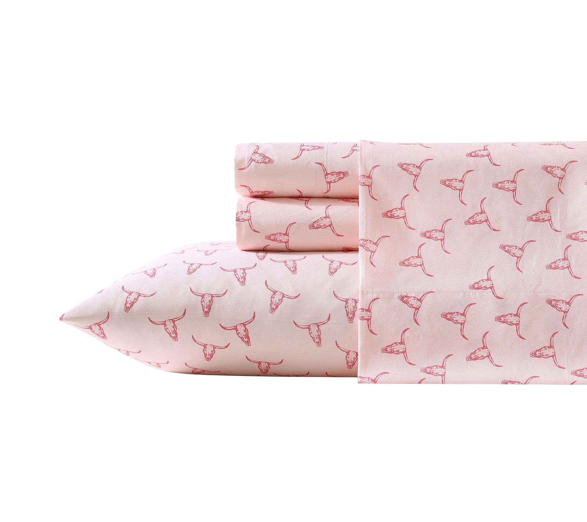 Wrangler Steer Skulls Pink TwinXL Microfiber Sheet Set