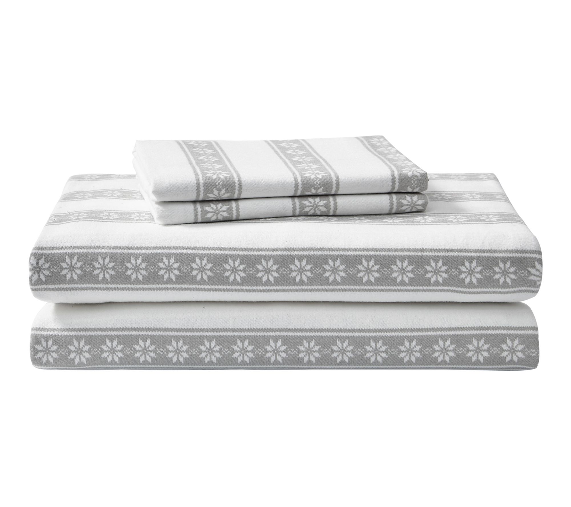 Eddie Bauer Snowflake Fair Isle Grey Cotton Full Sheet Set