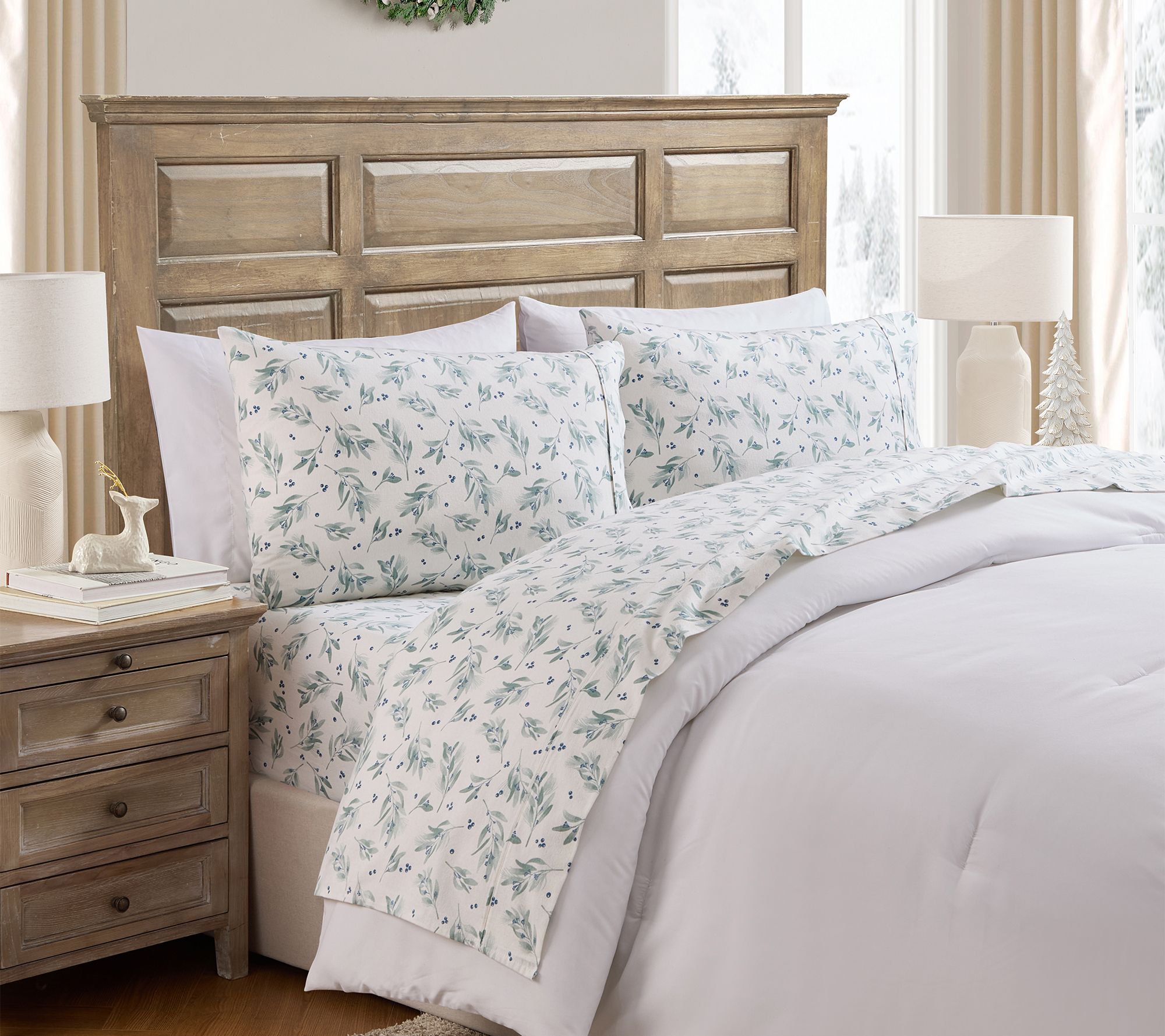 Hallmark Leafage Brushed Cotton Flannel Sheet Set, Twin