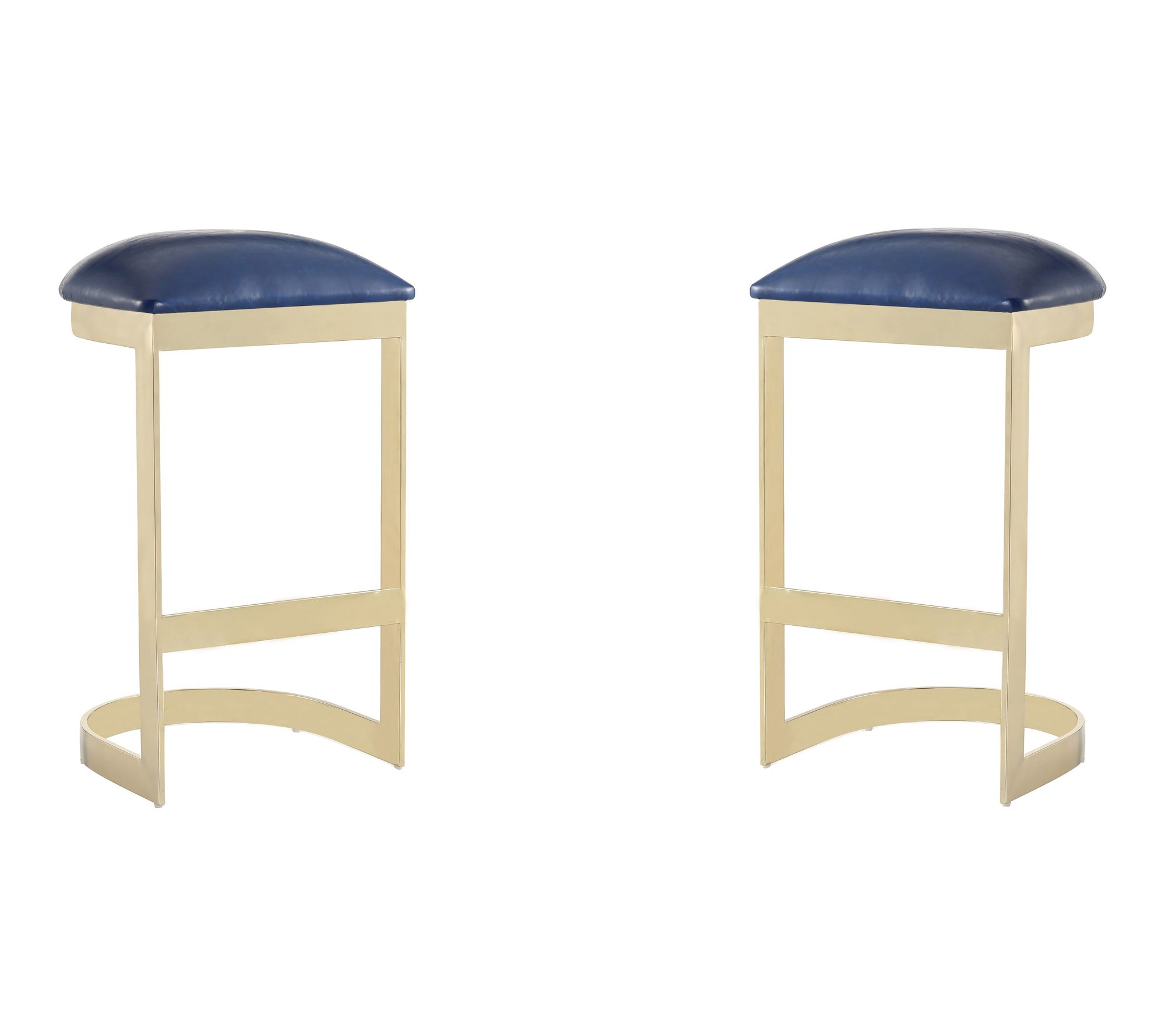 Manhattan Comfort Aura Metal Upholstered Barstool - Set of 2