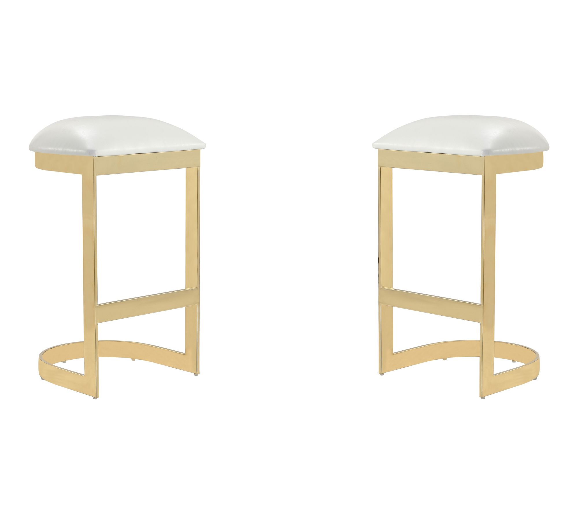 Manhattan Comfort Aura Metal Upholstered Barstool - Set of 2