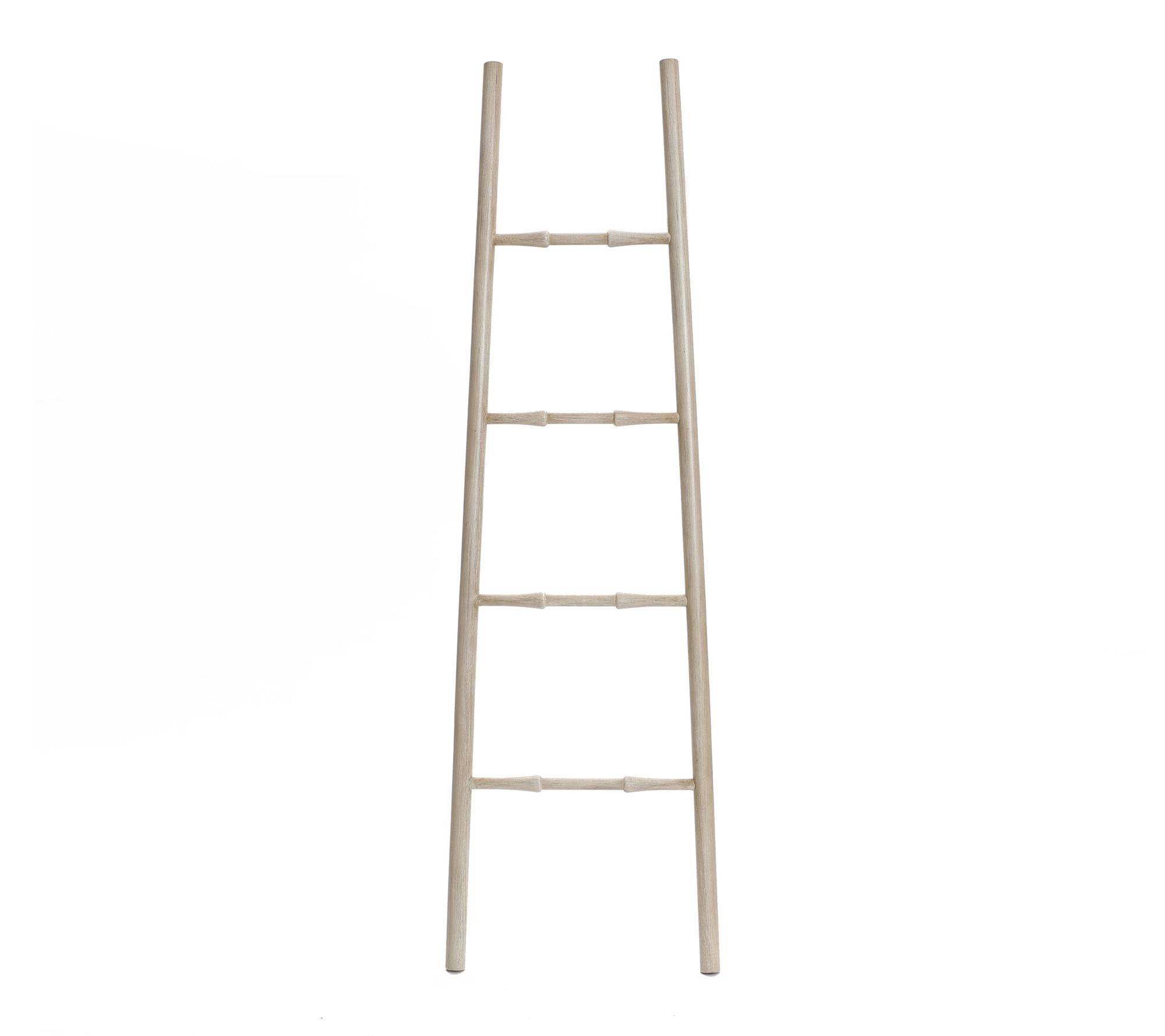 LuxenHome Rustic Birch Wood 4-Rung Blanket Ladder