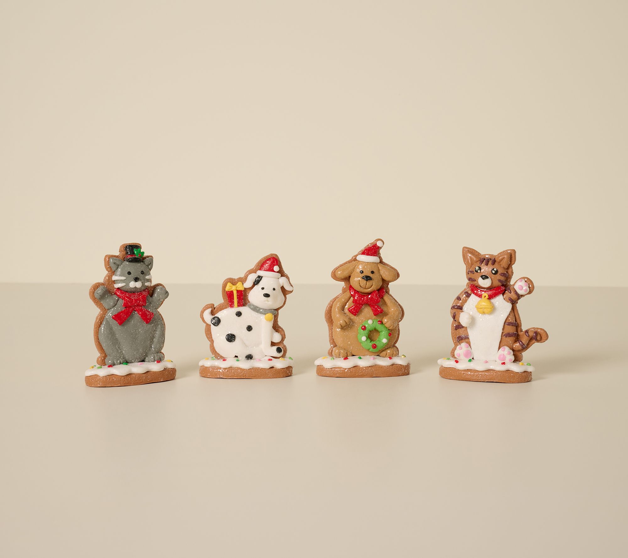 Set of 4 Puppy & Kitten Gingerbread Cookie Figures by Valerie
