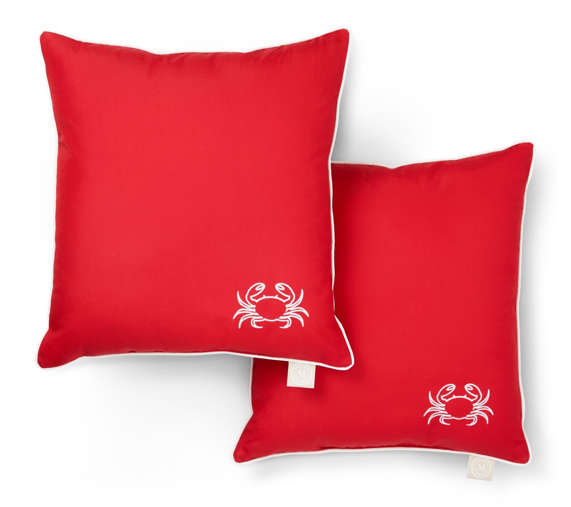 Martha Stewart Embroidered Cra b 18"x18" Outdo or Pillow 2-Pac