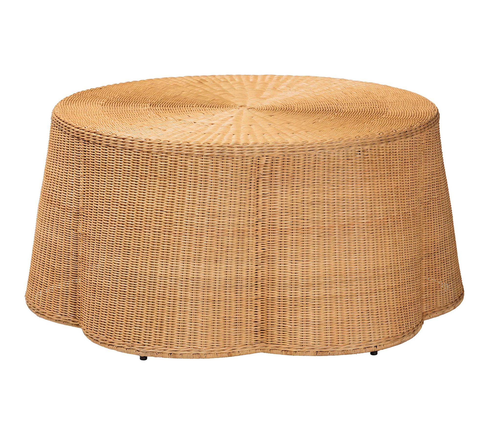 bali & pari Palm Honey Scallop Rattan Coffee Table
