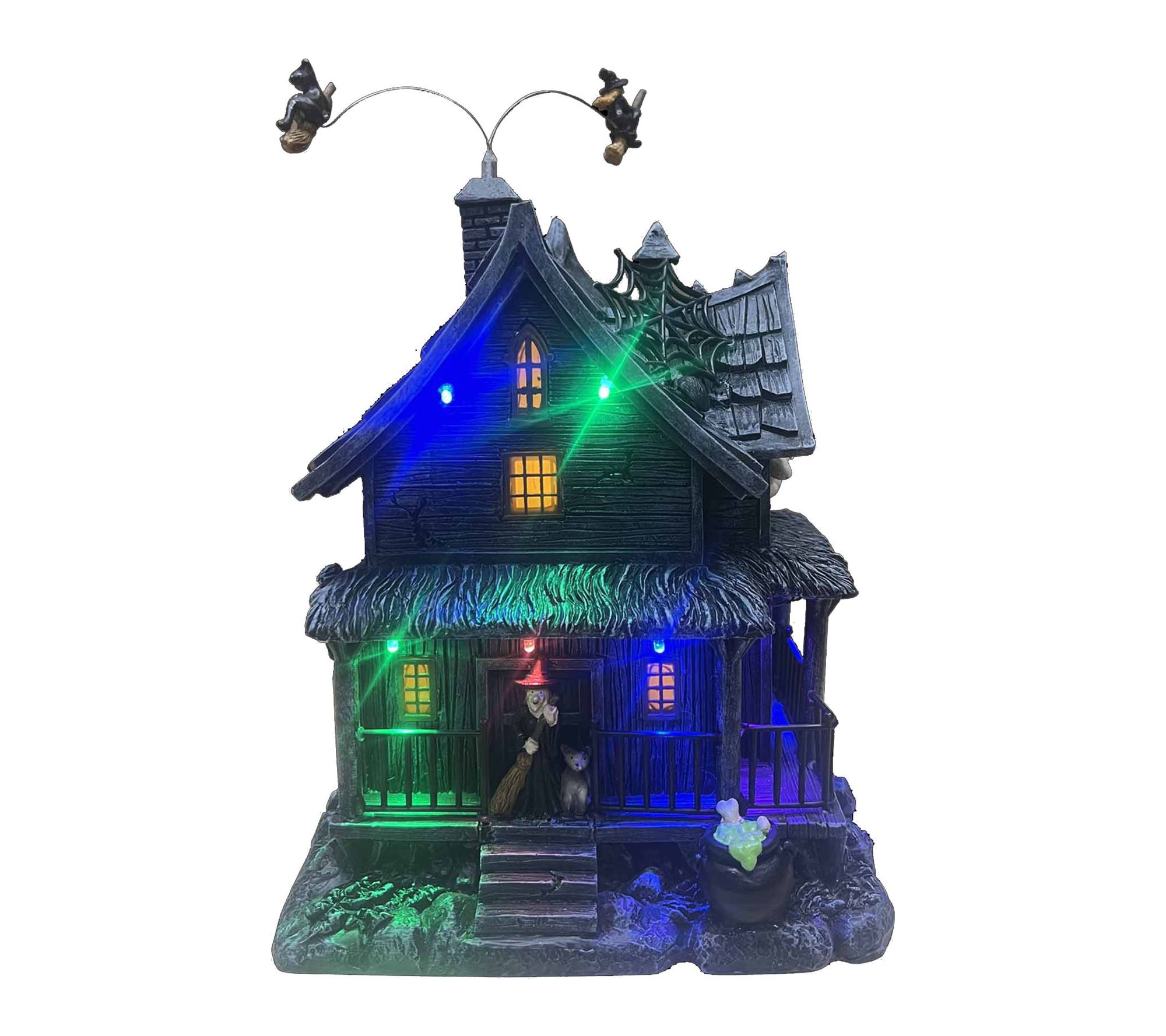 Haunted Hill Farm 36-in. LED Haunted House with Flying Witches