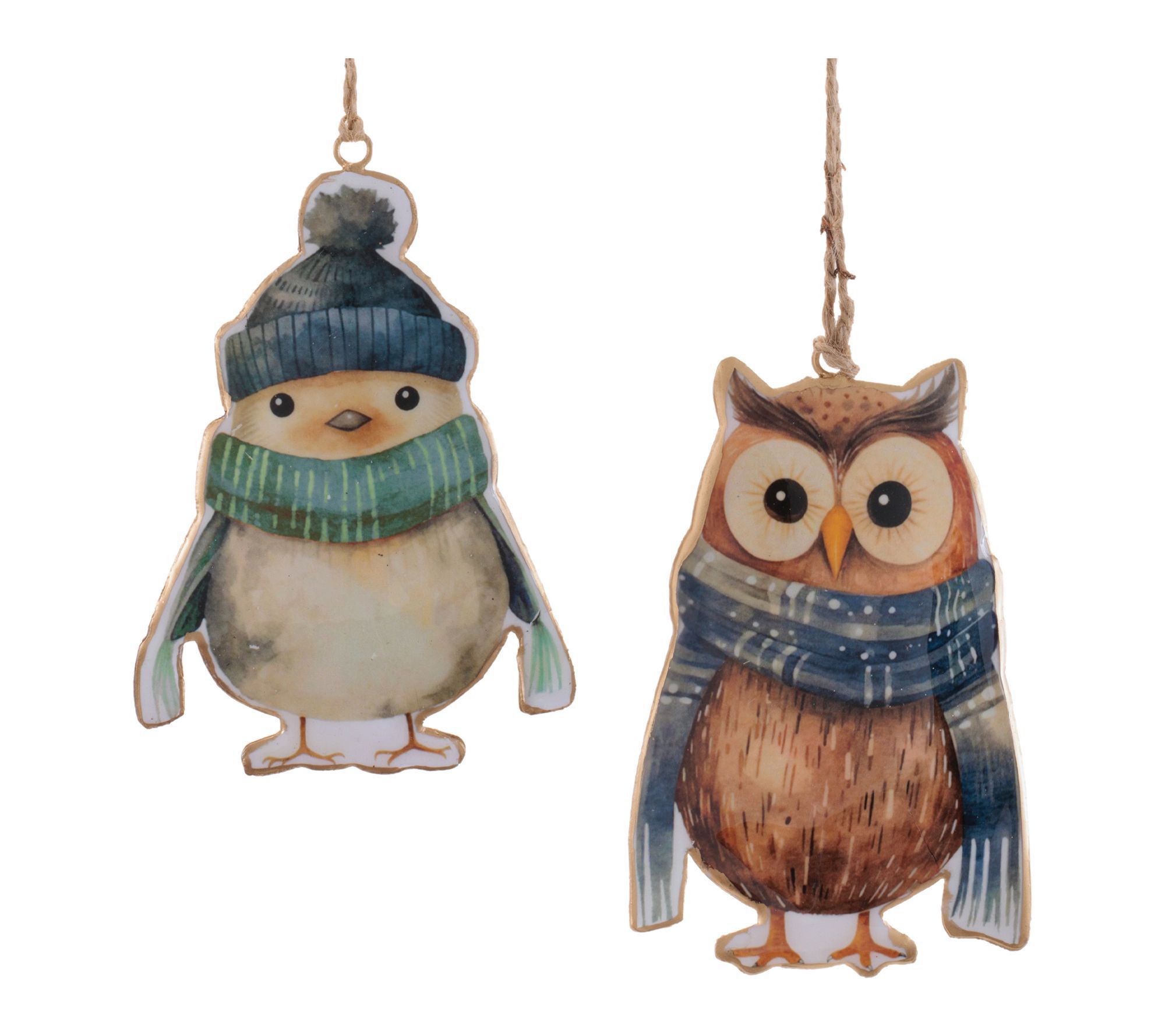 Melrose Iron Winter Owl and Bird Ornament (Set of 6)