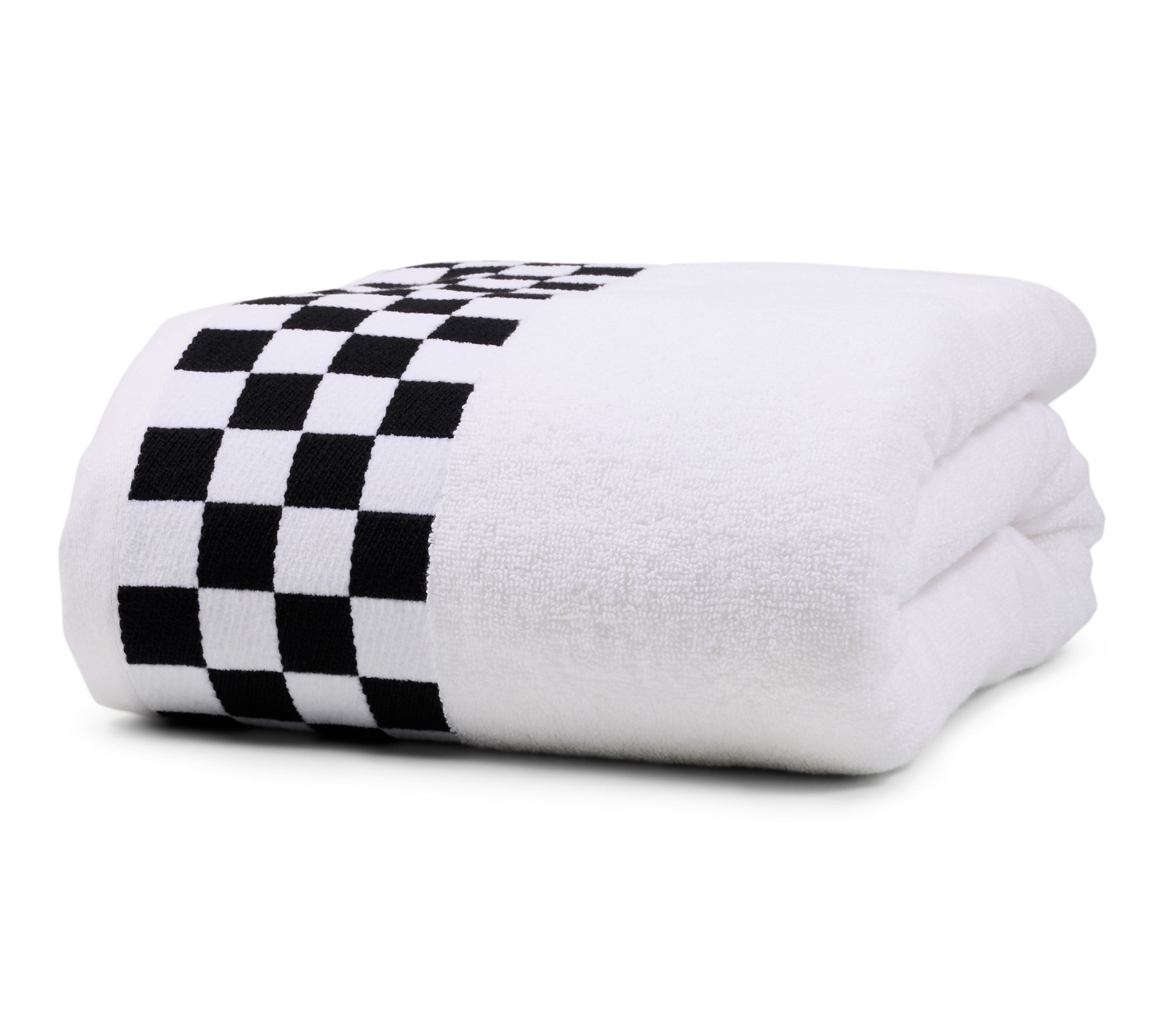 MacKenzie -Childs Bath Towel with Black Check Border