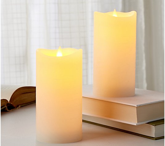 Set of 2 Illuminated Wax Flameless 6" Candle Pillars by Valerie