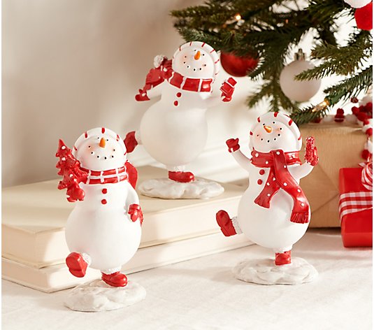 Set of 3 Snowman Figures with Scarves by Valerie