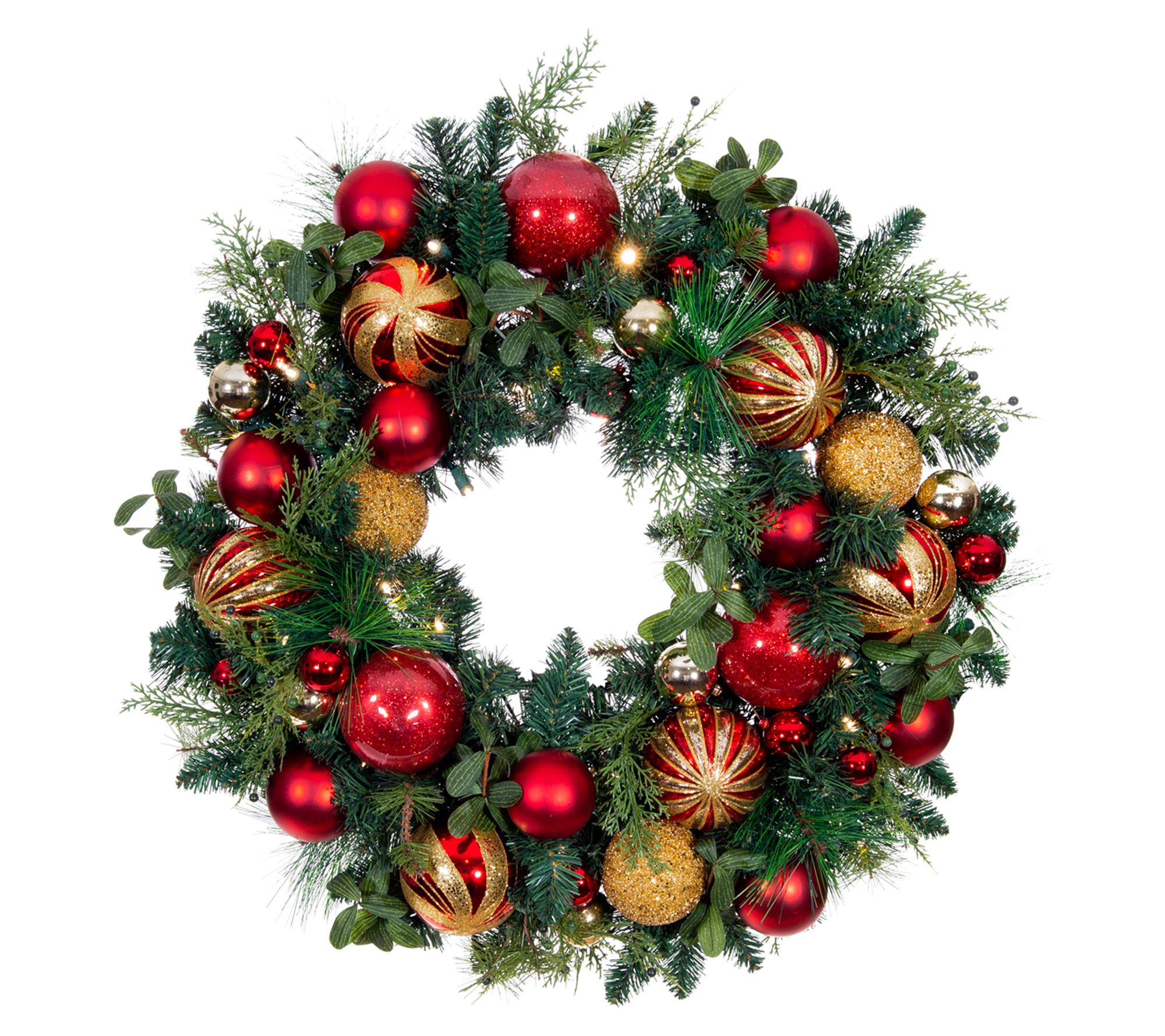 Village Lighting 30" Pre-Lit LED Wreath - Chris tmas Classic