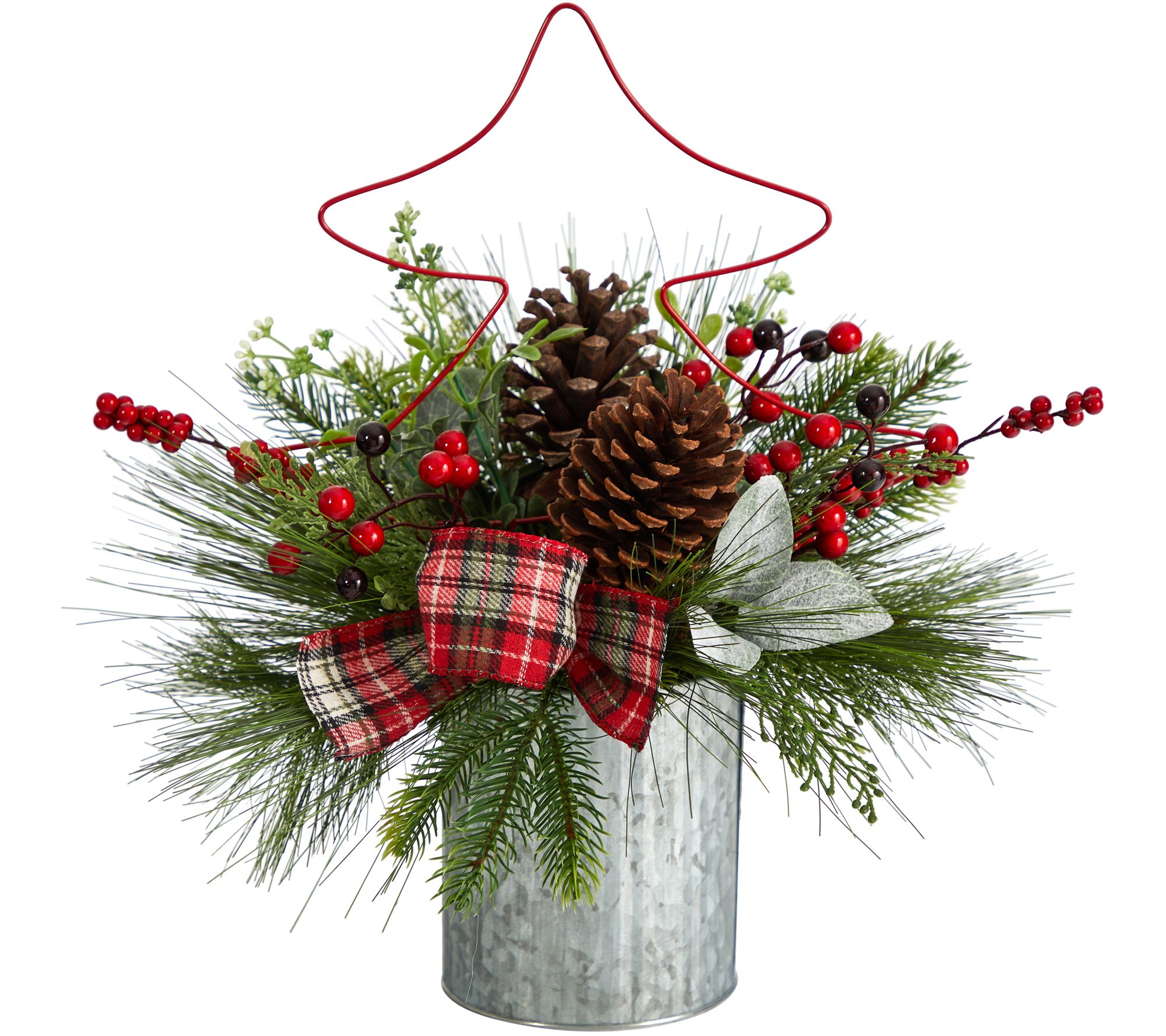 Nearly Natural 17" Pinecone & Berries  Christmas with Vase