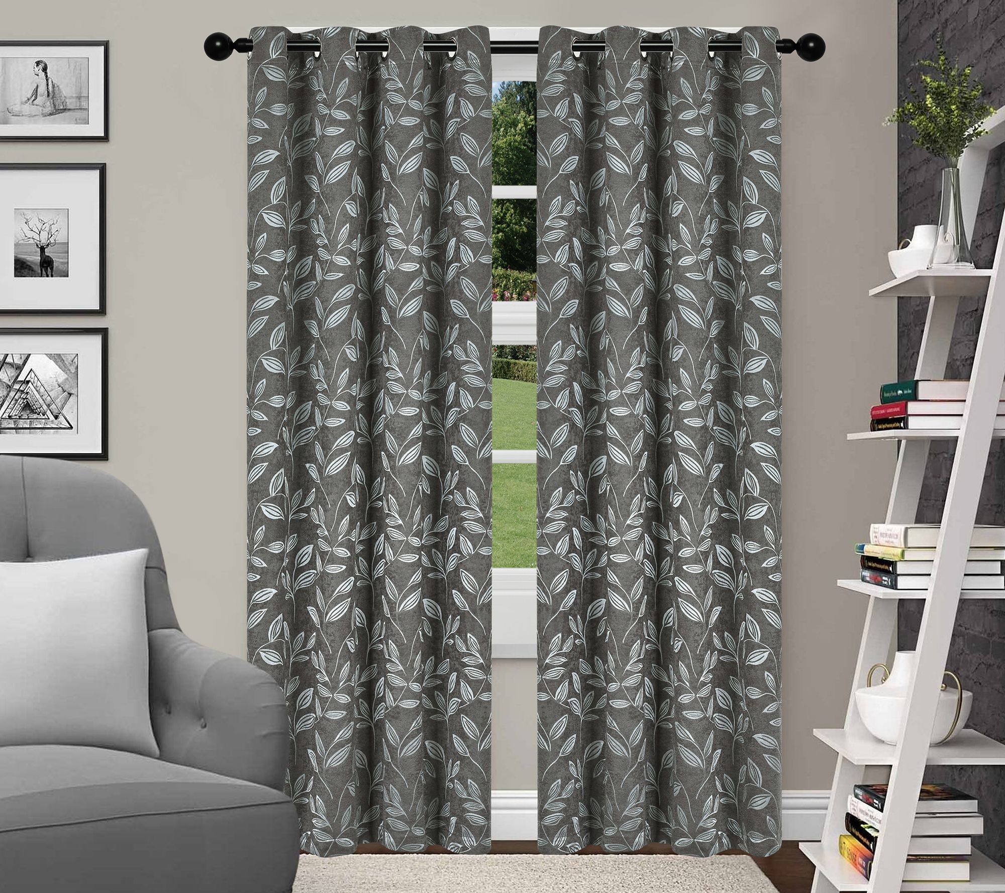 Superior Leaves Blackout Panel Curtains (Set Of2), 52 X 96