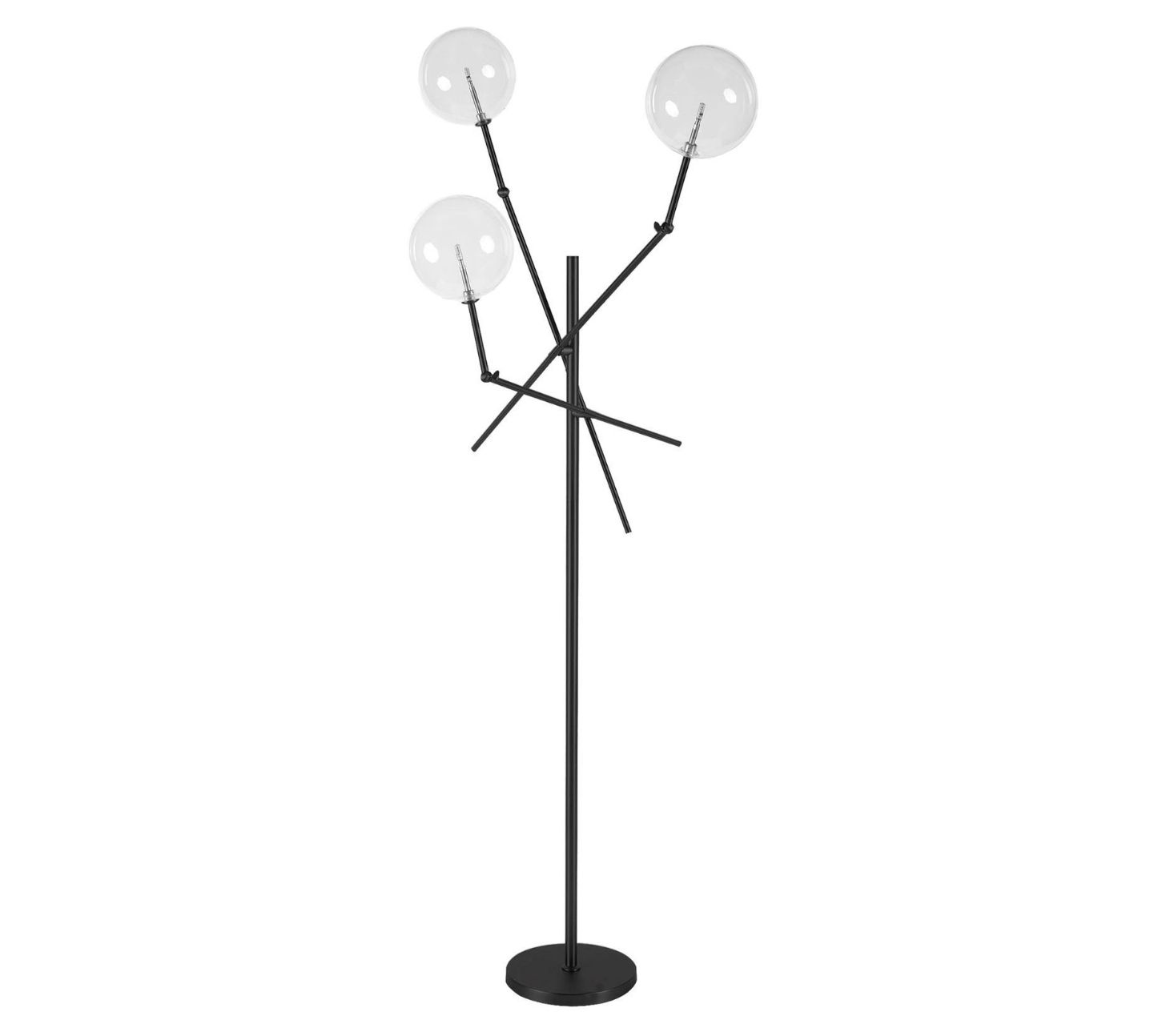 Black Tri-Globe Contemporary Metal Floor Lamp