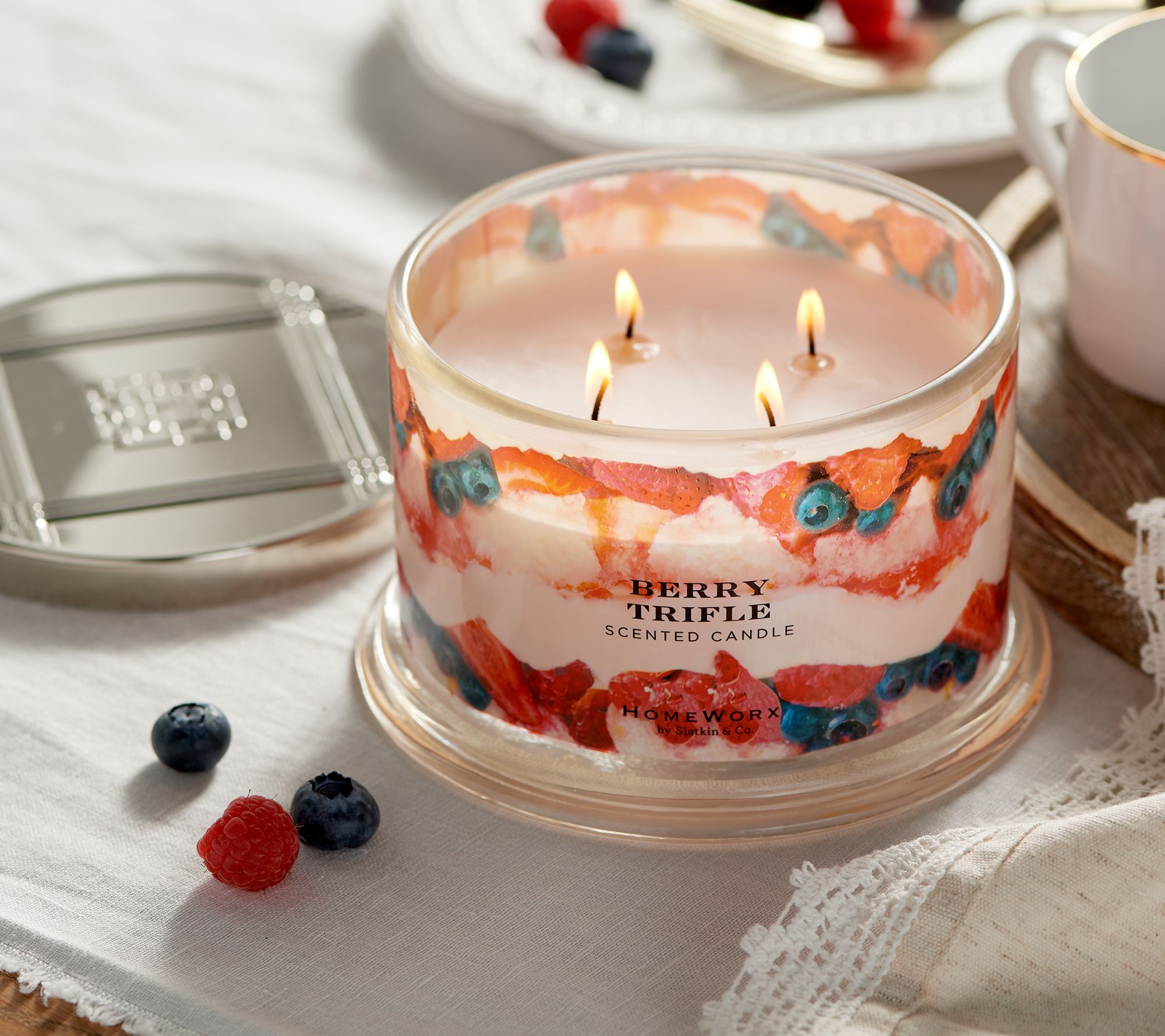 "As Is"HomeWorx by Slatkin & Co S/2 Berry Trifle 18oz Candles