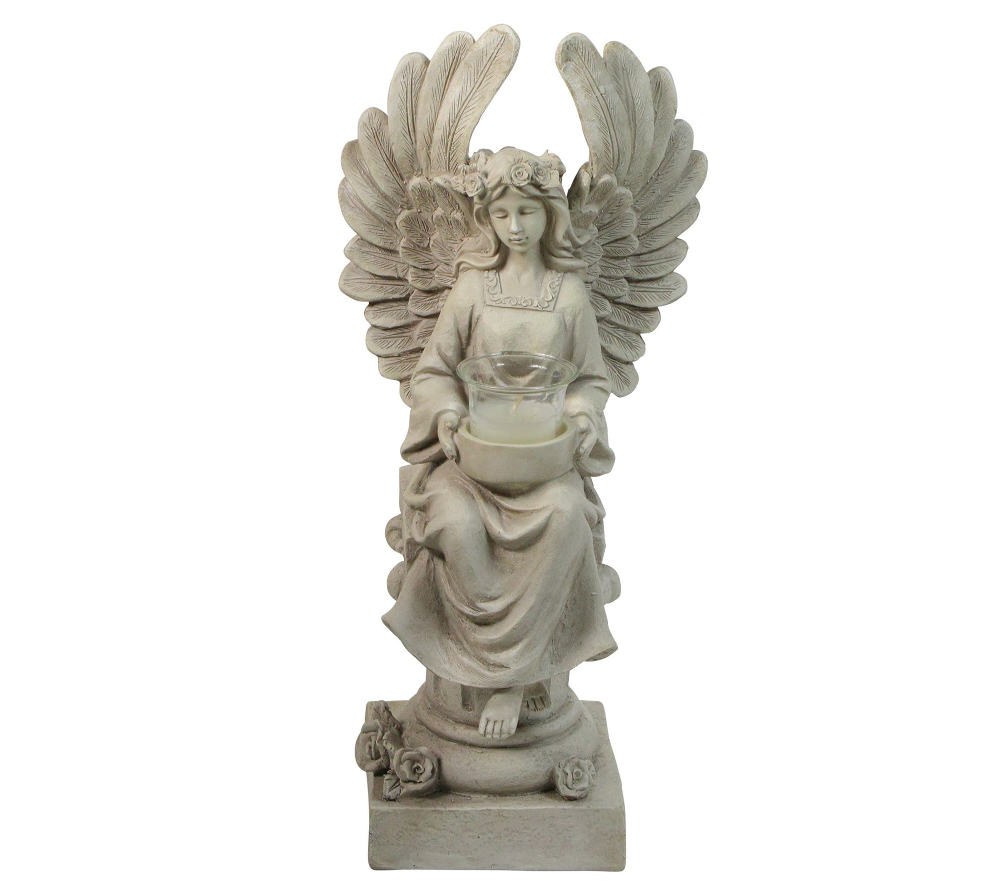 Northlight 17" Angel Sitting on Pedestal Candle Holder Statue