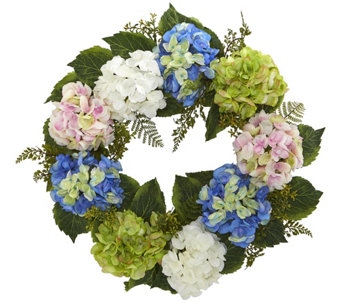 24" Hydrangea Wreath by Nearly Natural - H295562