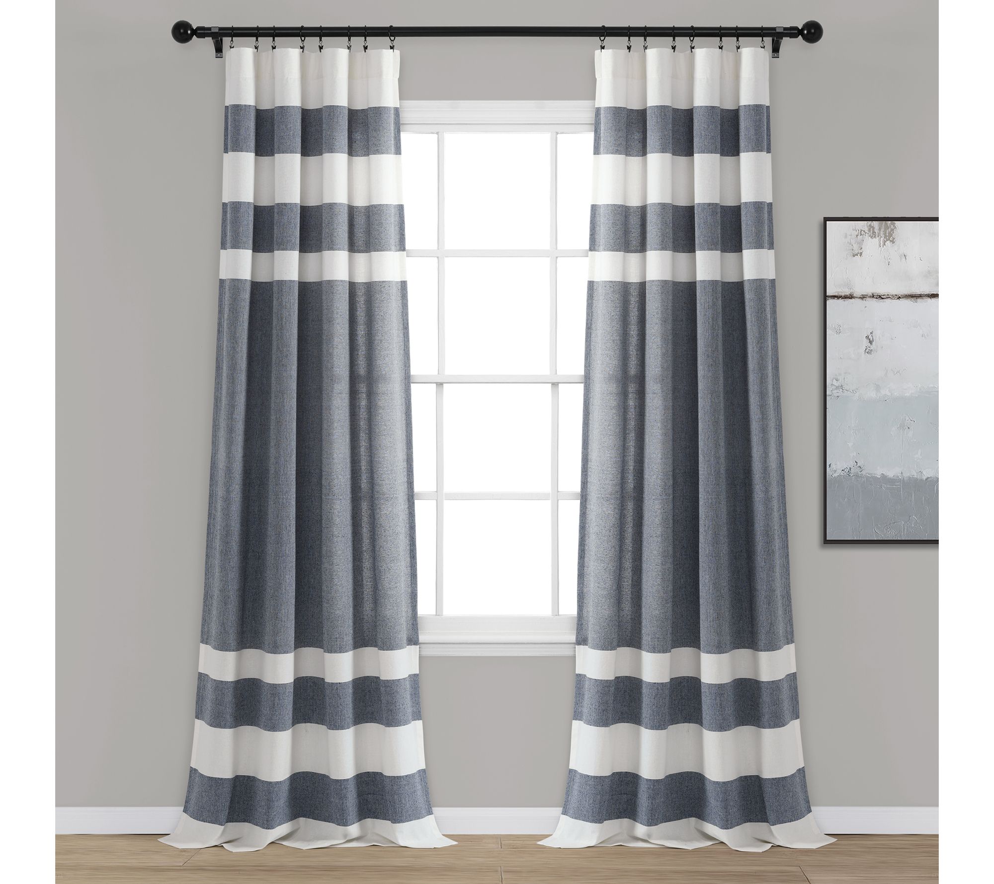 Lush Decor Cape Cod Stripe Cotton 40" x 84" (2)Window Panels