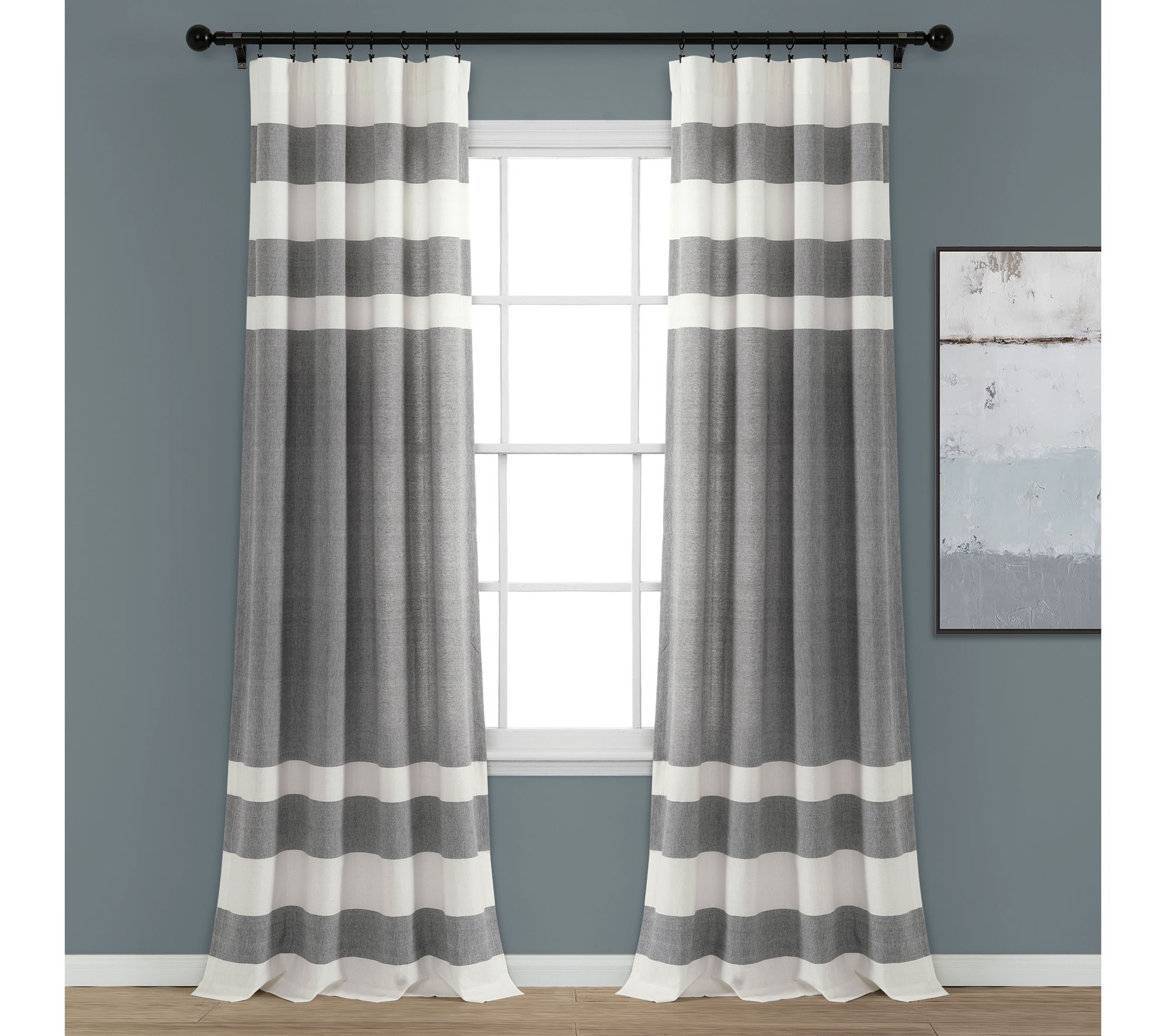 Lush Decor Cape Cod Stripe Cotton 40" x 84" (2)Window Panels