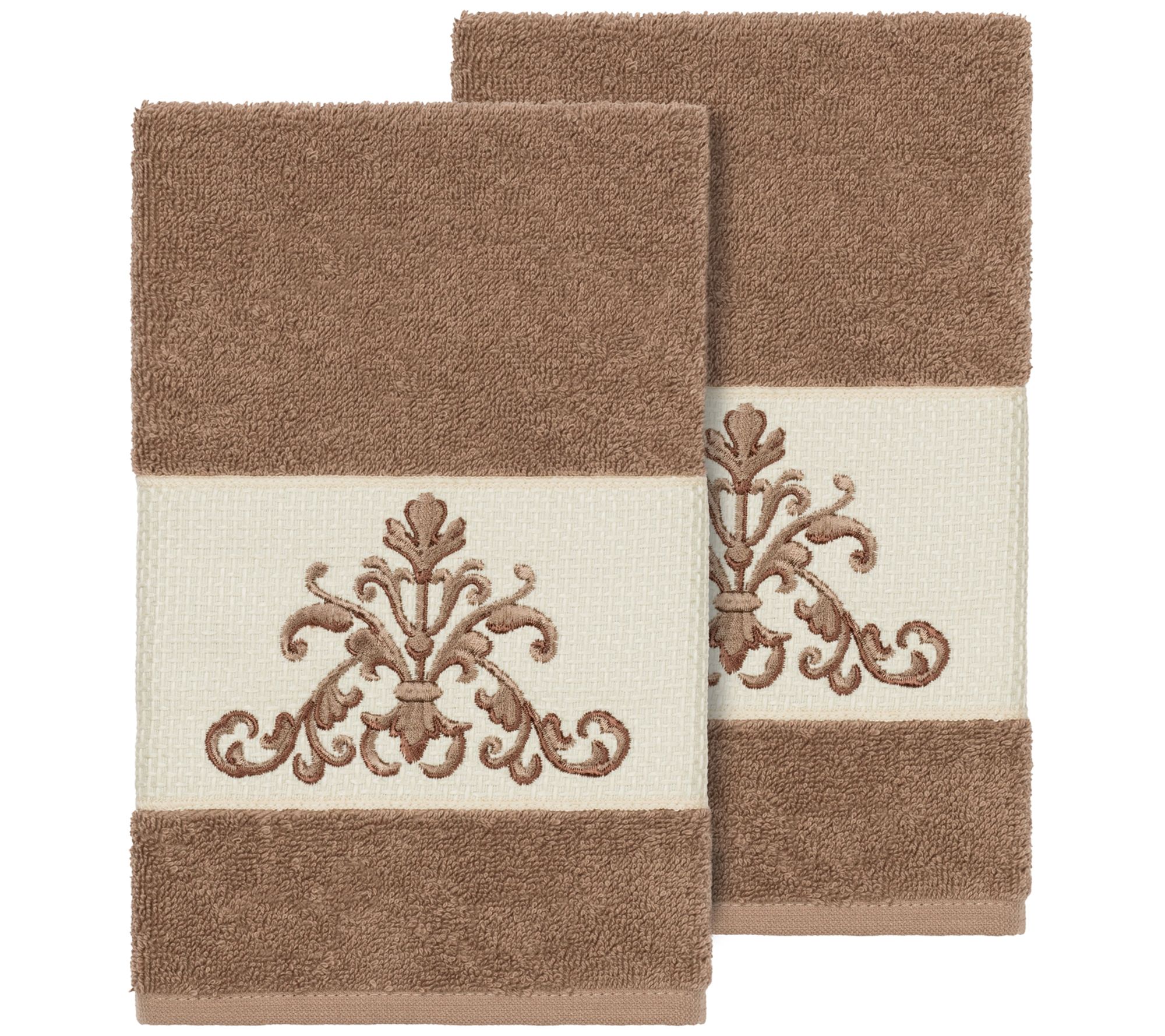 Linum Home Textiles Scarlet 2PC Embellished Hand Towel Set