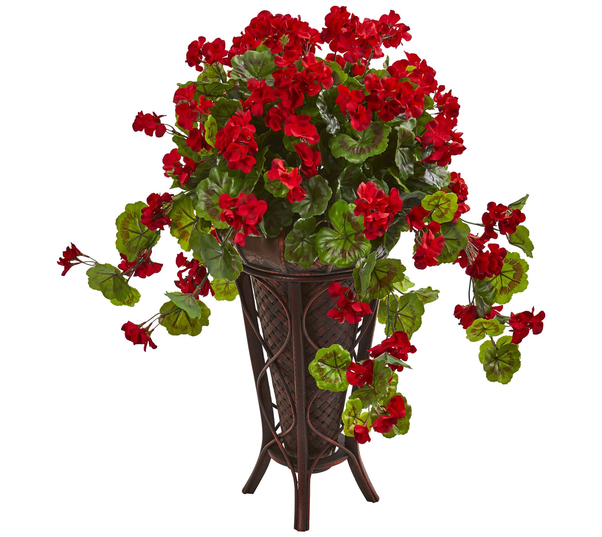 Geranium Plant in Stand Planter by Nearly Natural