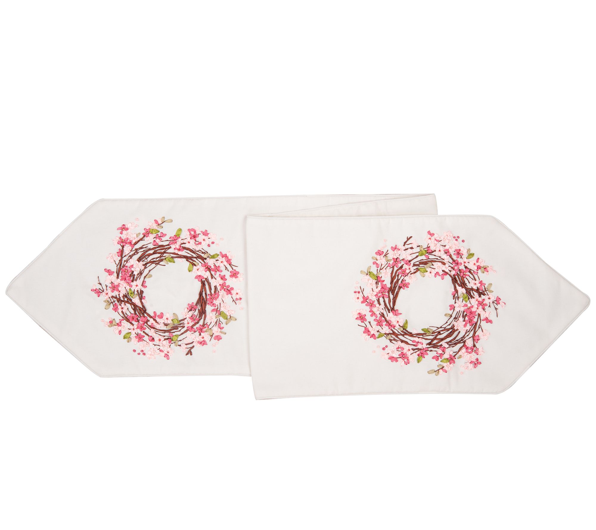 C&F Home Blossom Wreath Ribbon Runner