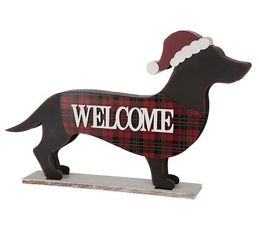 Glitzhome Christmas Perfectly Mannered Dachshund Welcome Sign