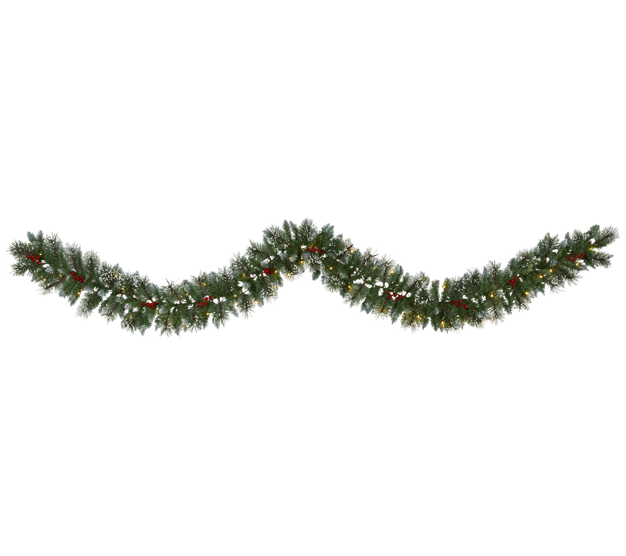 9' Frstd Swiss Pine Garland w/Lites/Berries byearly Natural