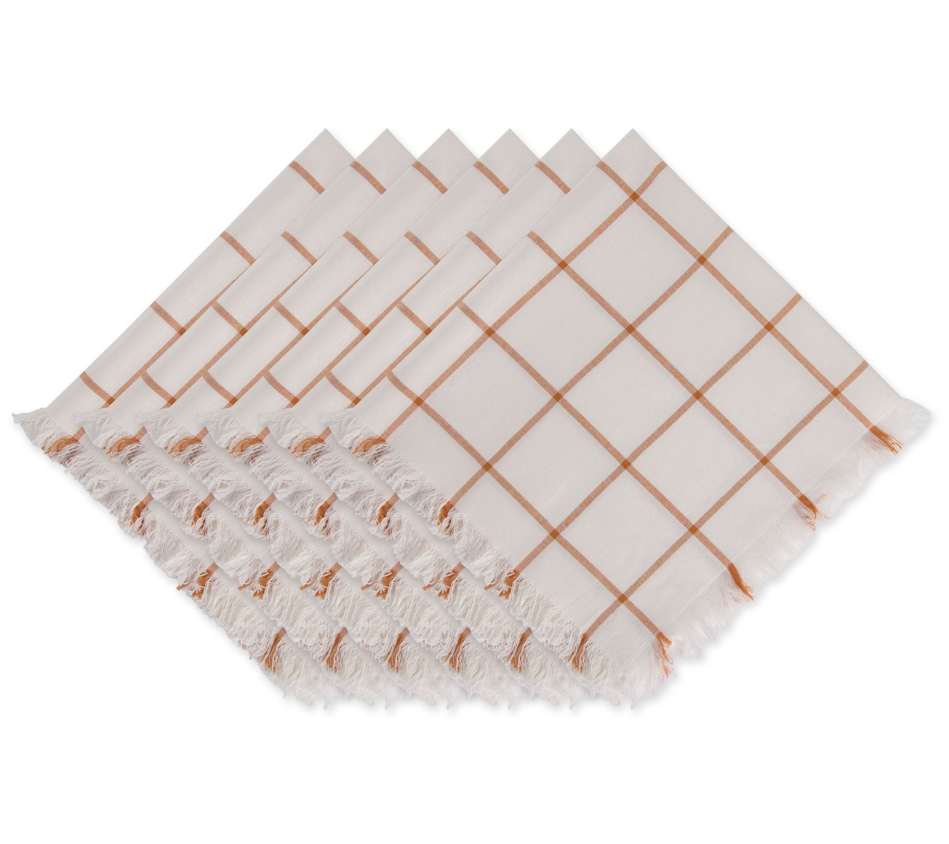 Design Imports Set of 6 Check Fringed Napkins