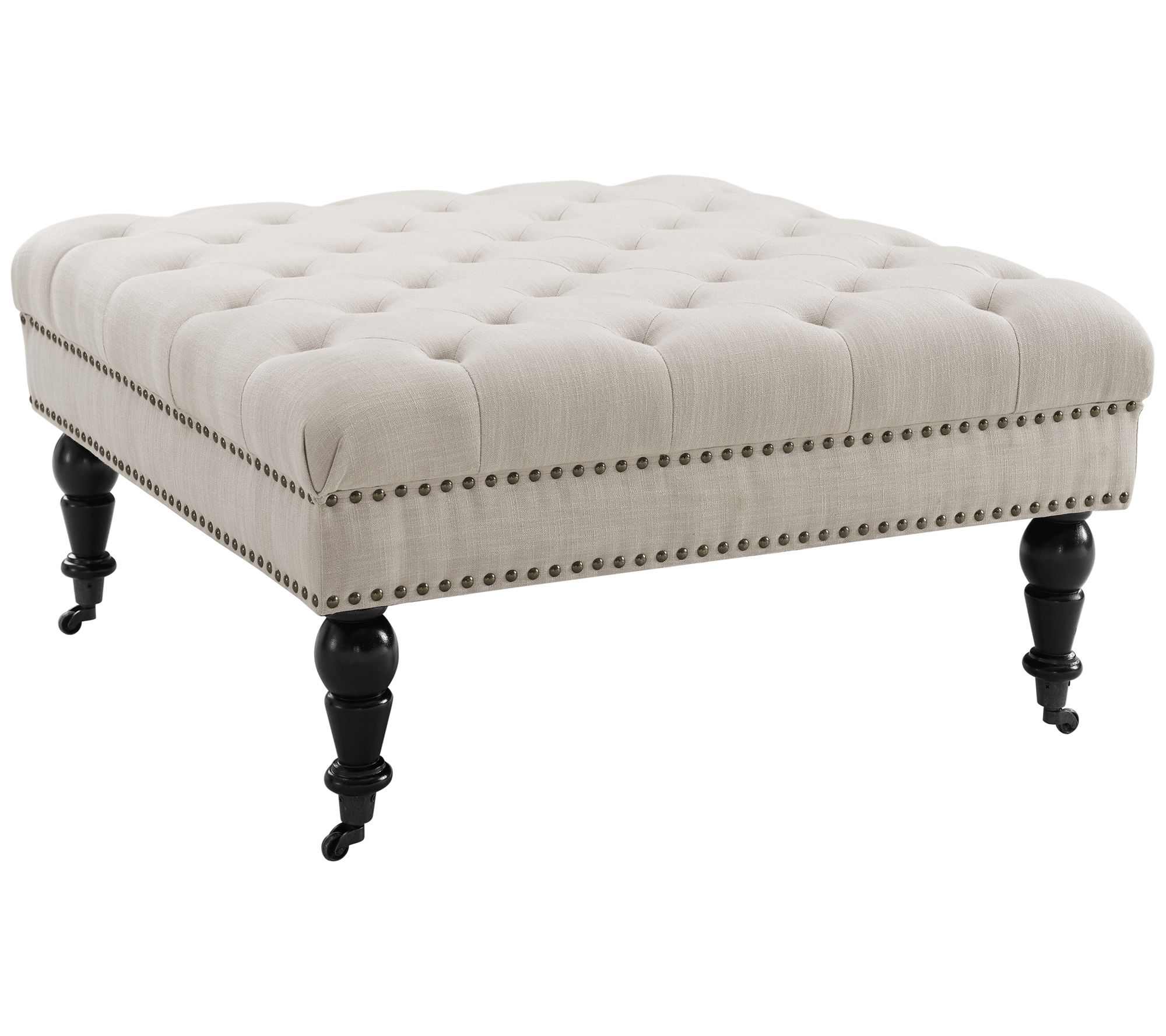 Linon Home Eva Square Tufted Decorative Upholstered Ottoman