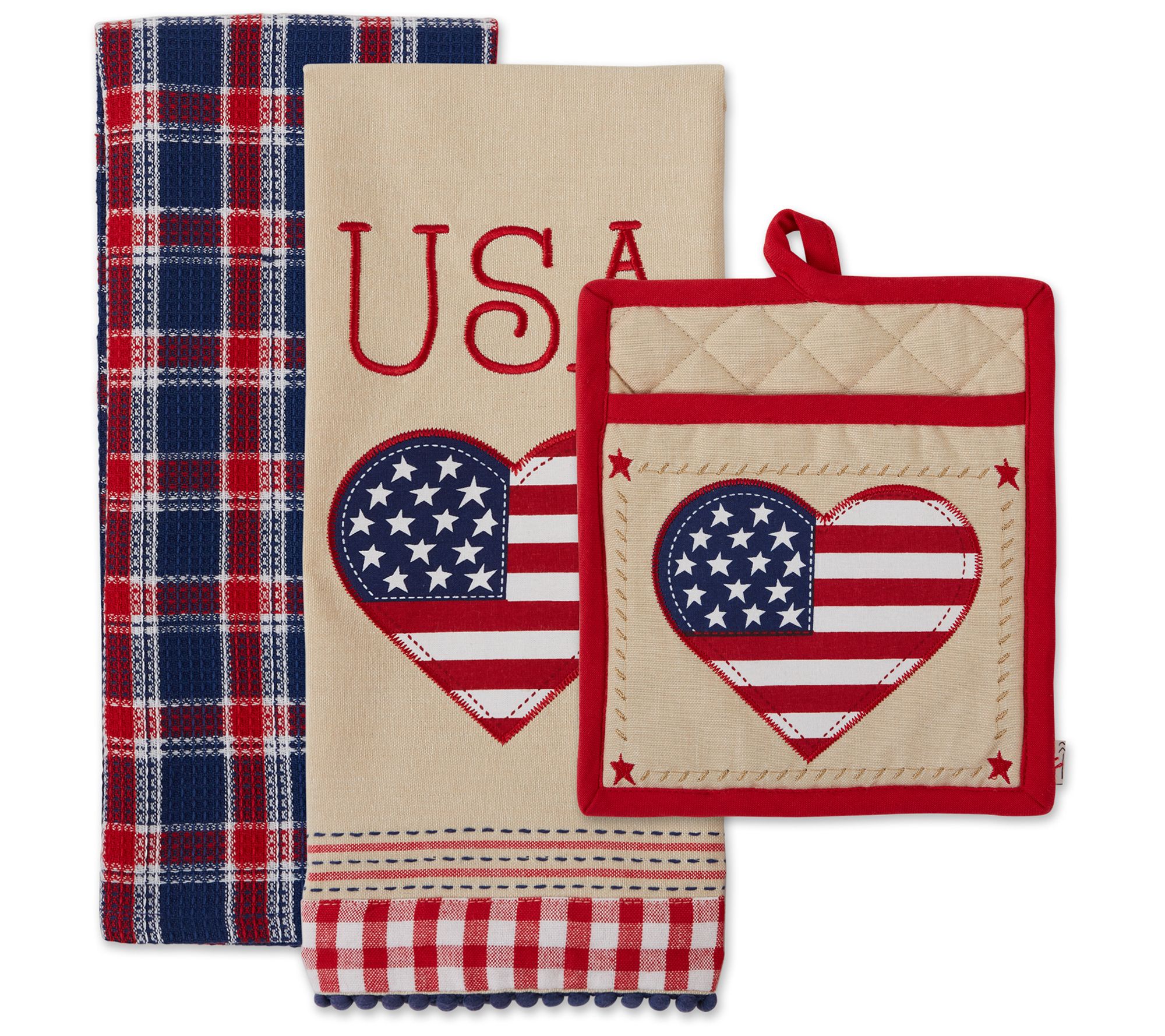 Design Imports Jolly Santa Potholder and Towel Gift Set 3-pack