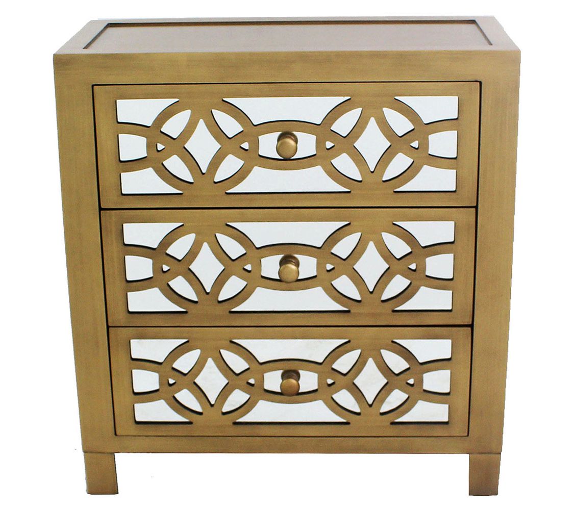 River of goods glam slam 3 drawer mirrored store chest