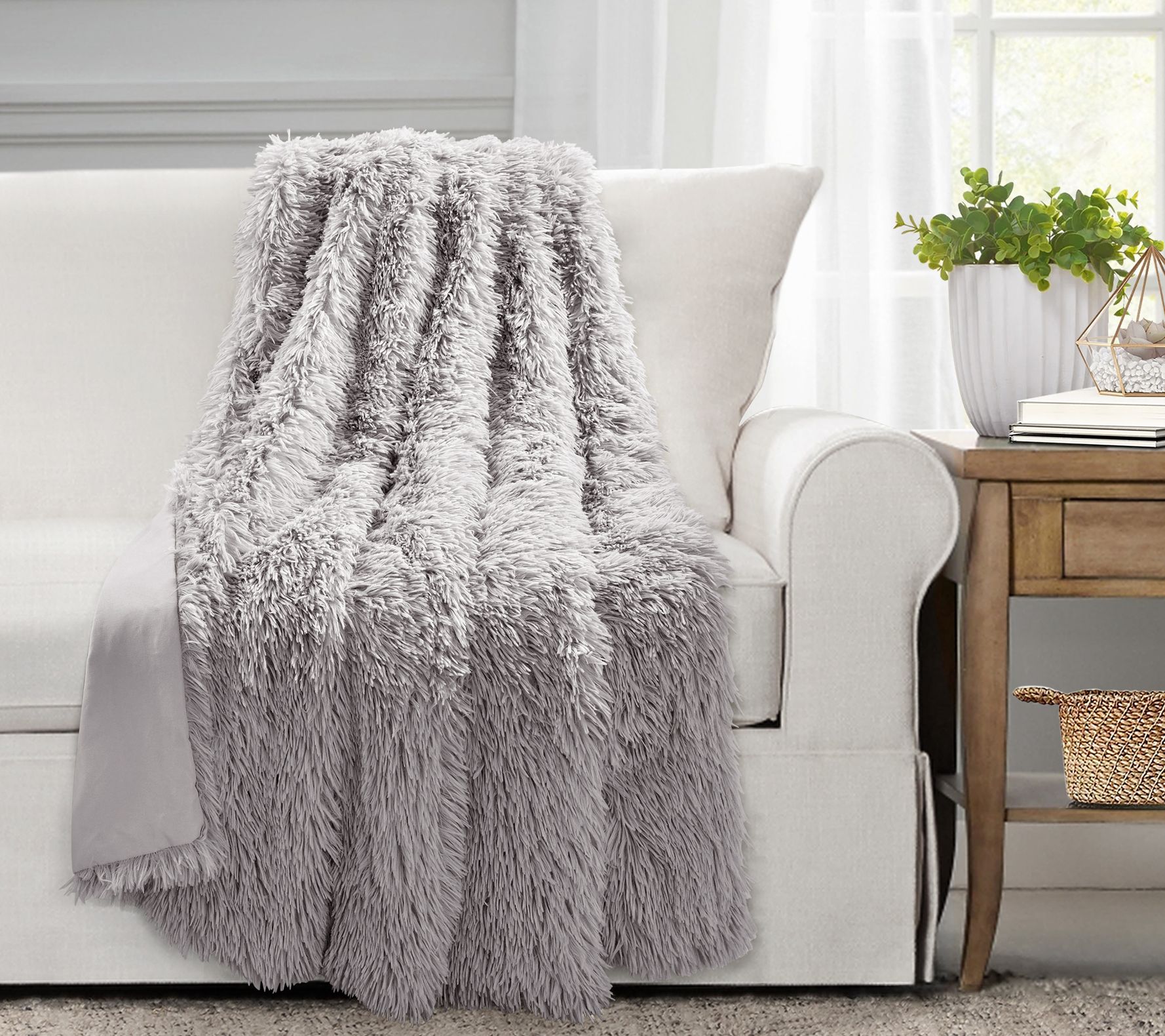 Serta heated electric online honeycomb faux fur throw