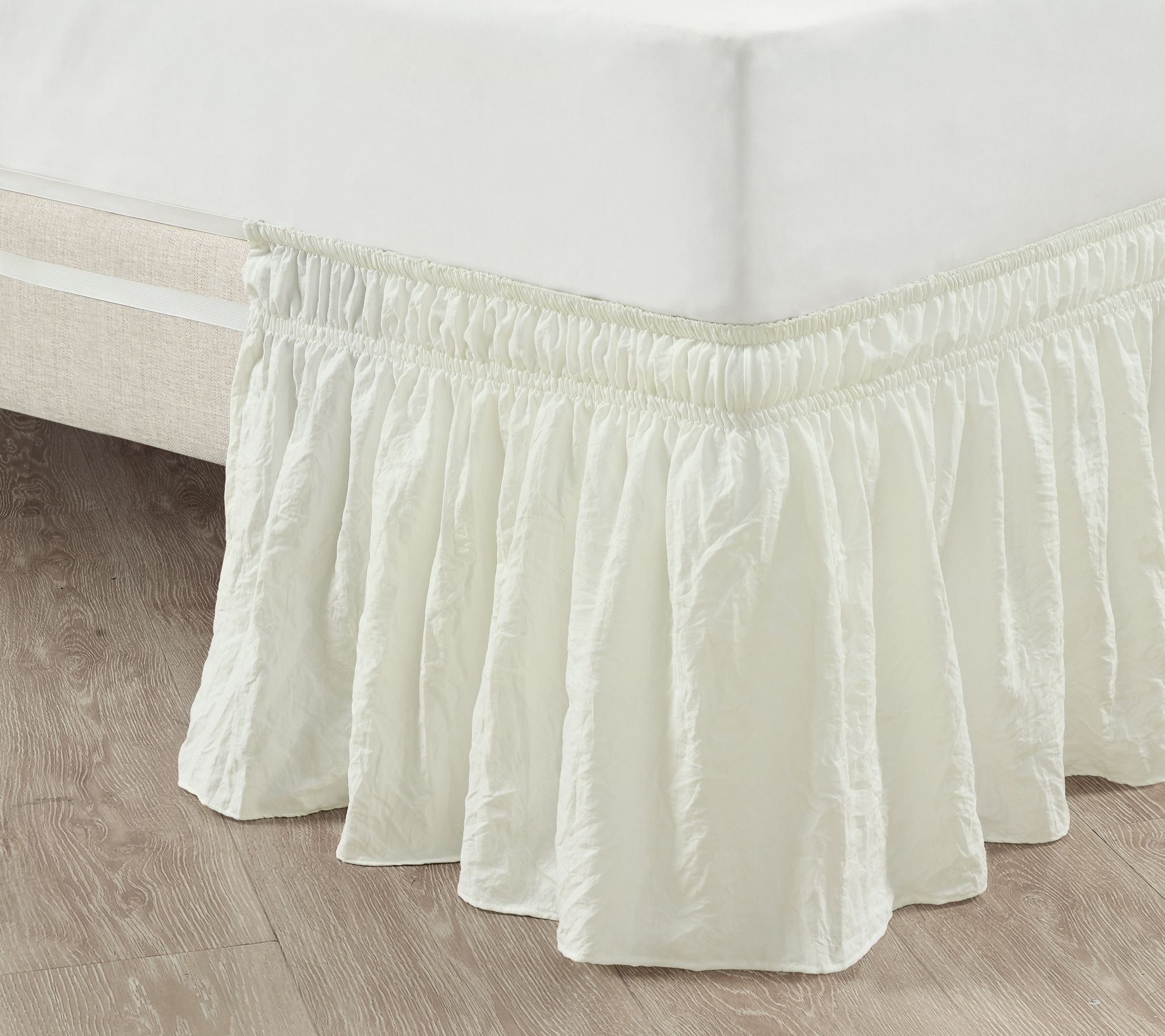 Ruched Ruffle Elastic Wrap-Around Queen/King/Cal King Bedskirt