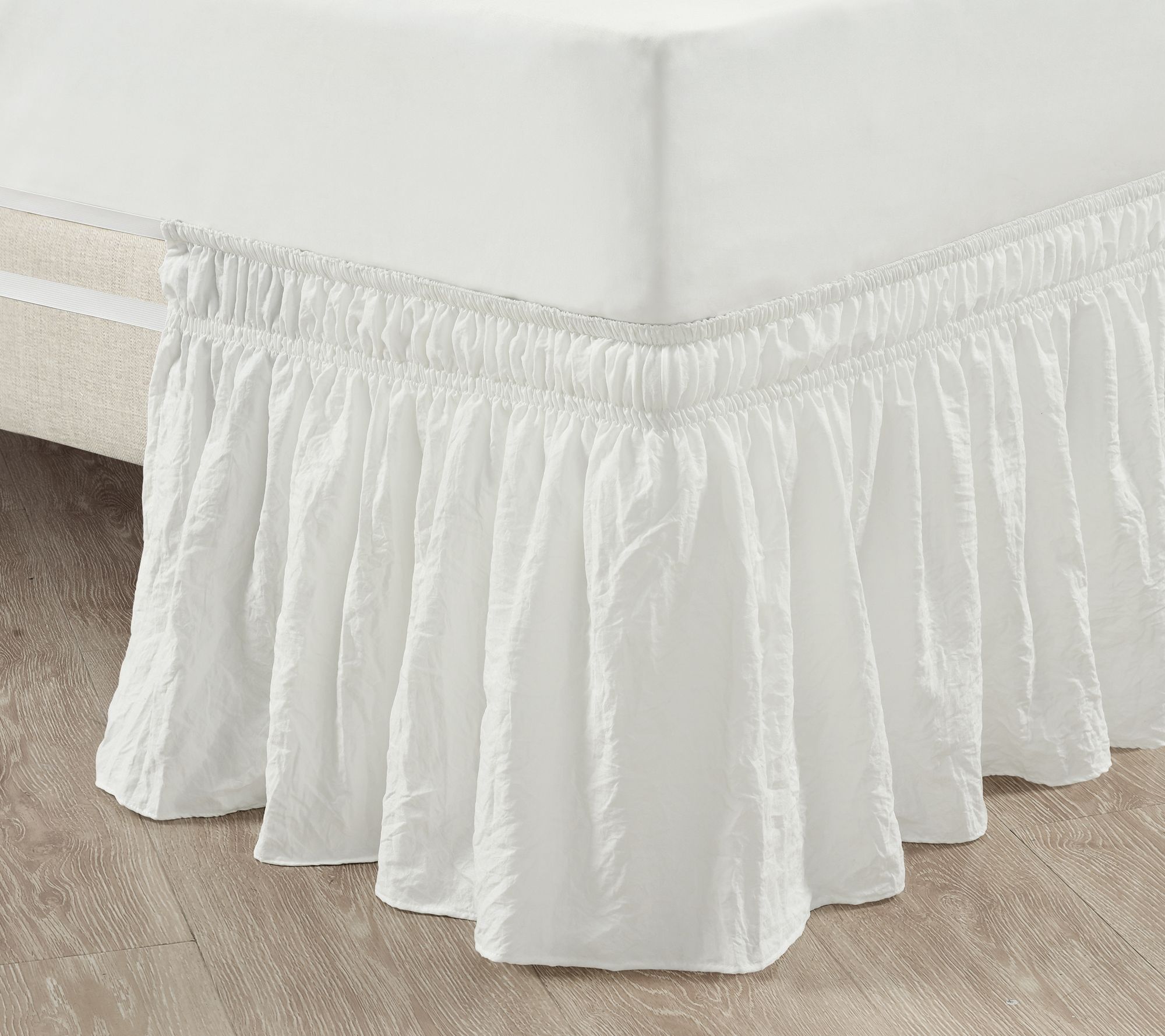 Ruched Ruffle Elastic Wrap-Around Queen/King/Cal King Bedskirt