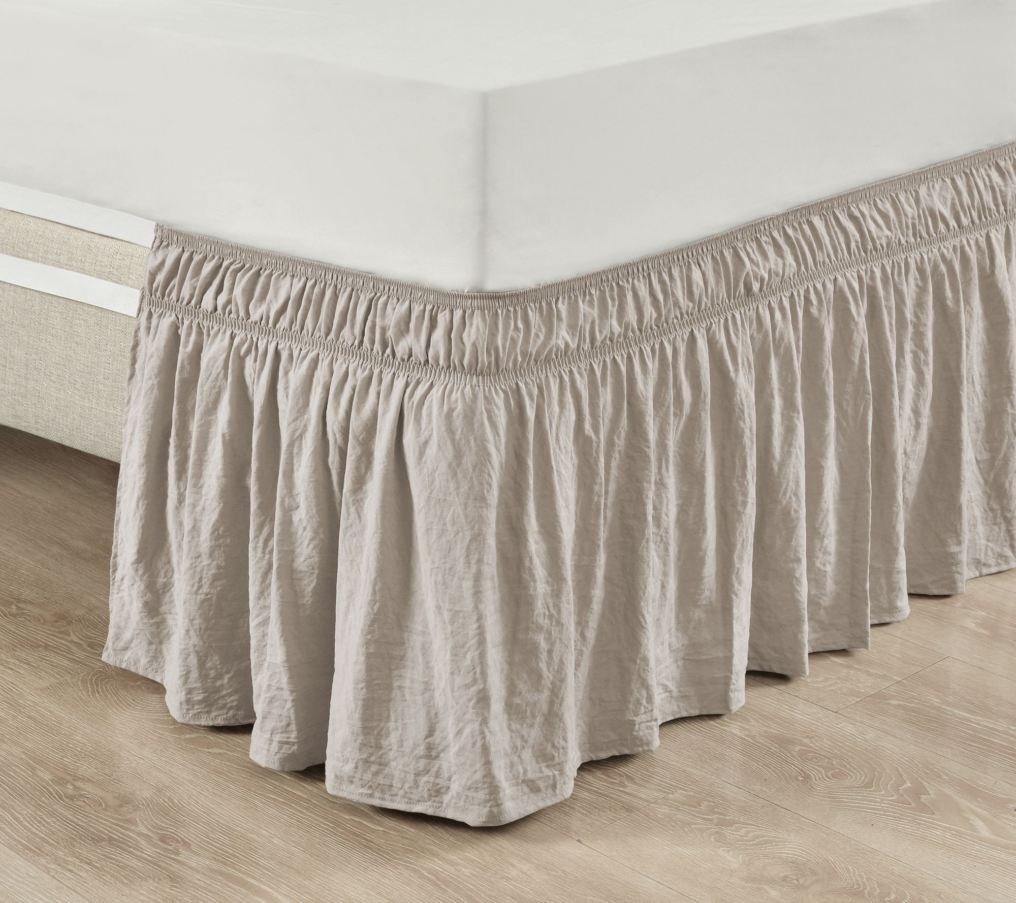 Ruched Ruffle Elastic Wrap-Around Queen/King/Cal King Bedskirt