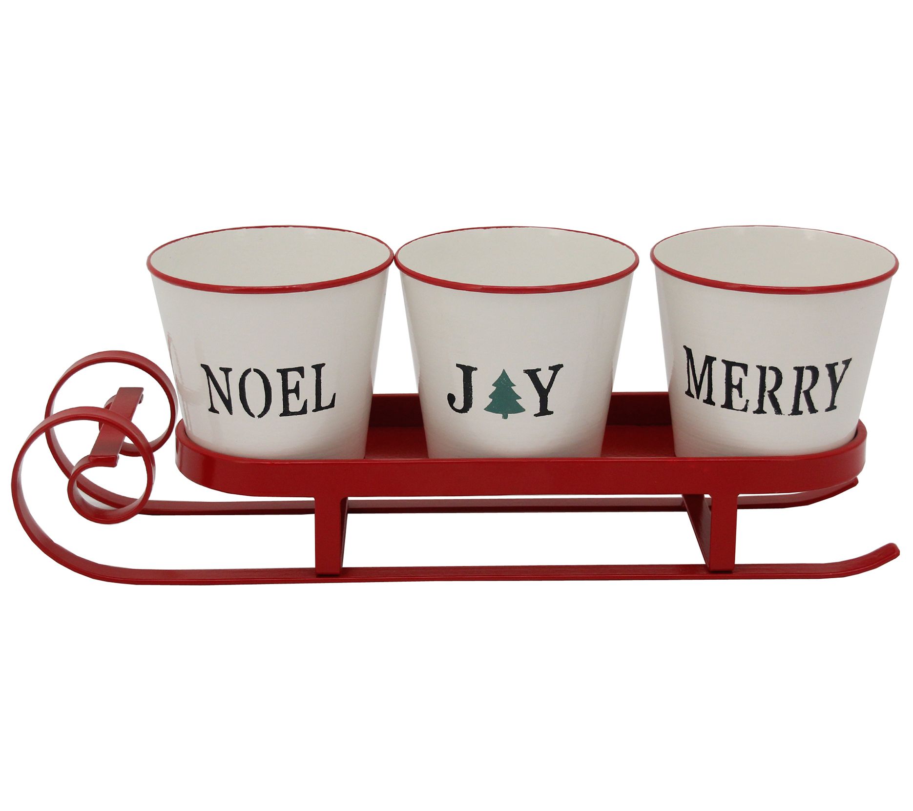 Northlight Red Sleigh w/ Sentiment Buckets Table Centerpiece