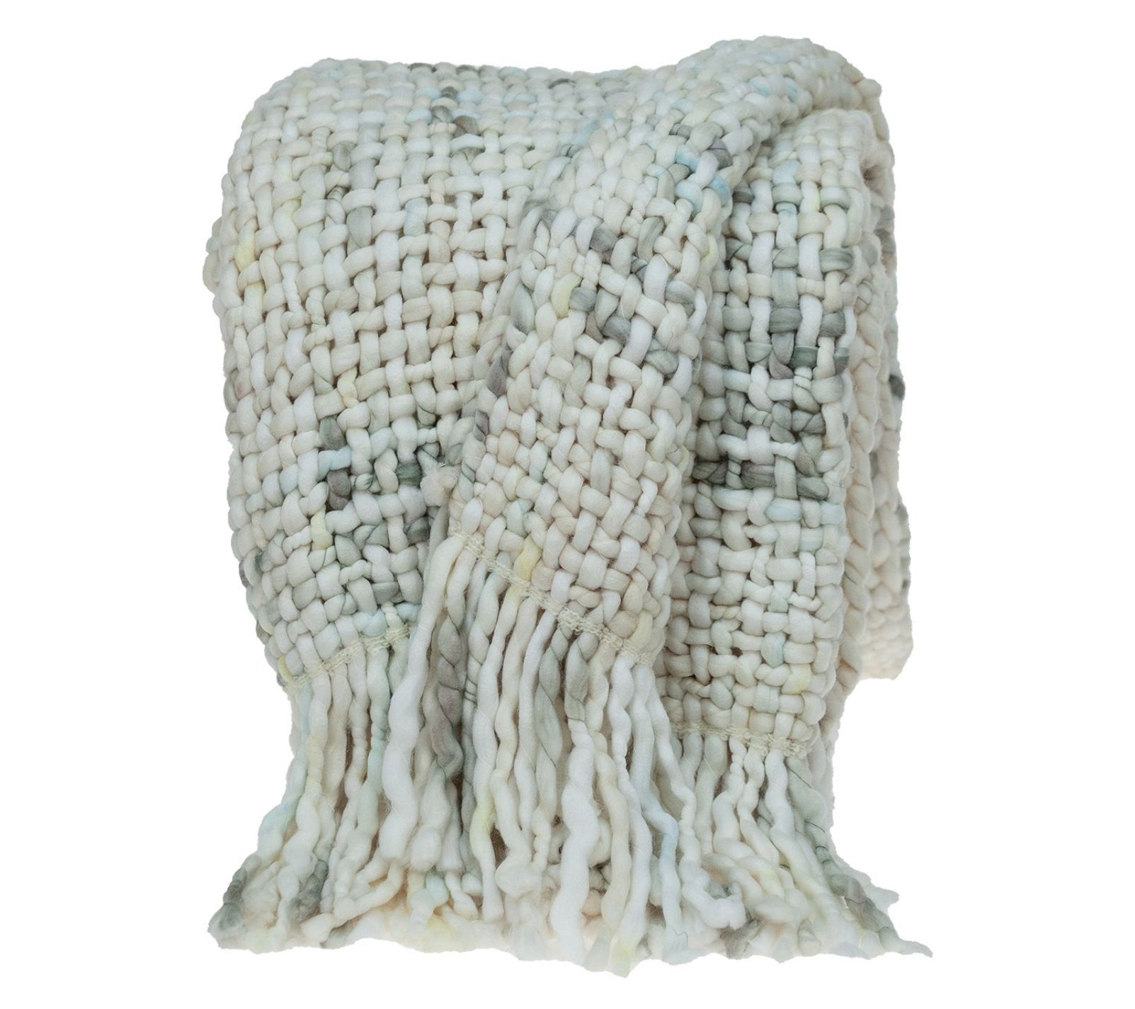 HomeRoots Boho Neutral Basketweave Throw Blanket QVC