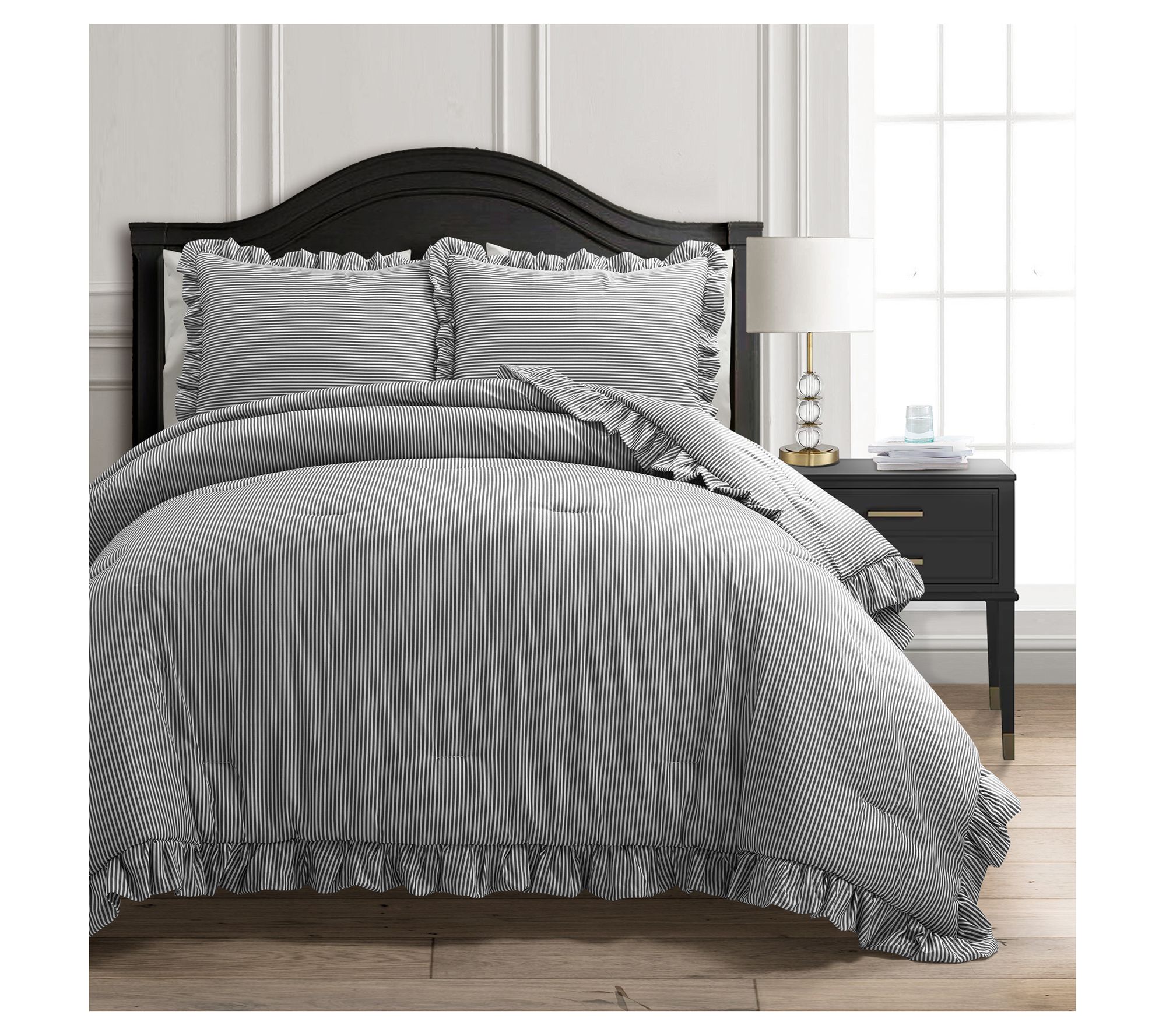 Lush Decor Reyna Stripe Ruffle Soft Comforter 3c King