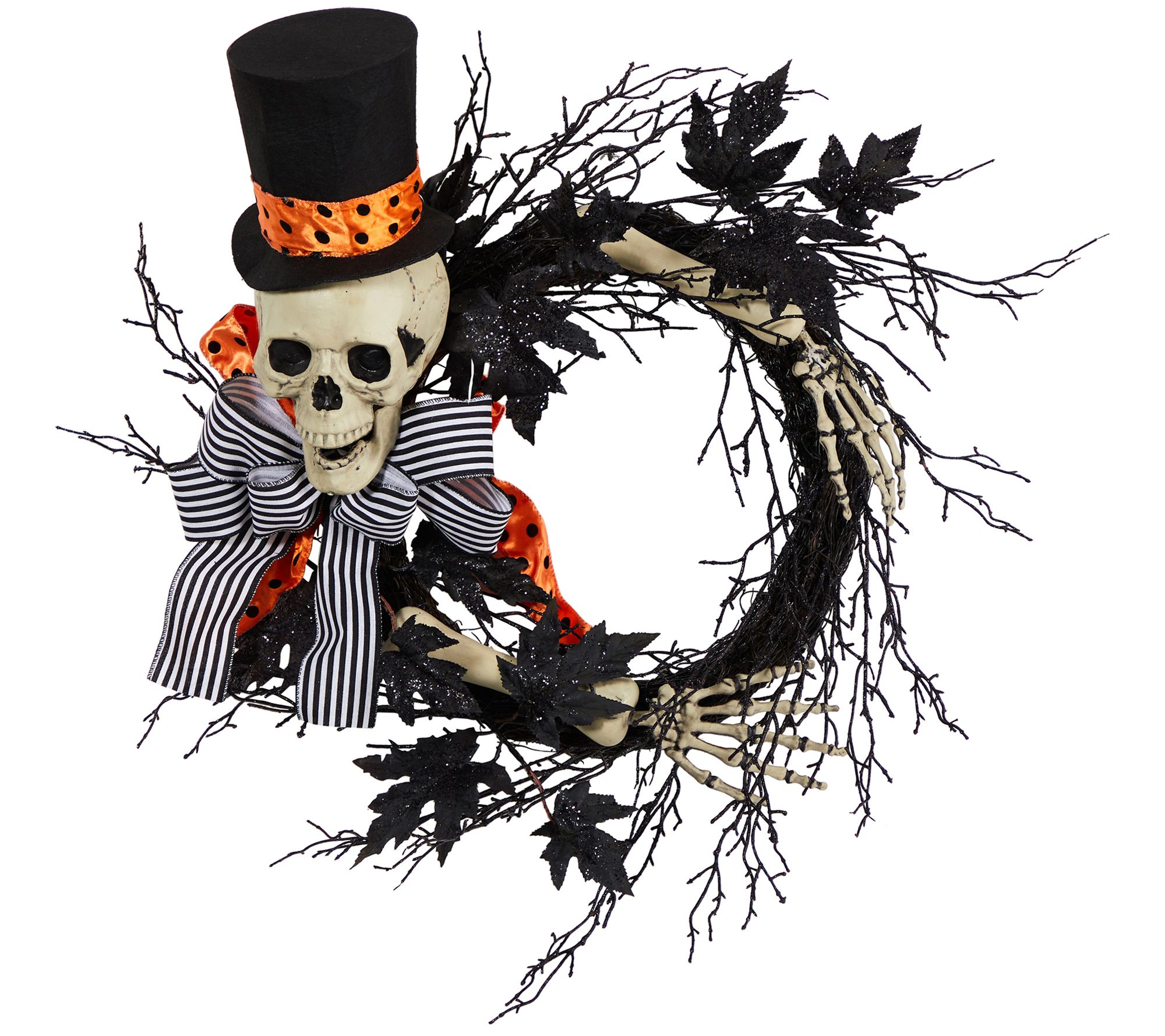 Nearly Natural 26" Halloween Dapper Skeleton Wr eath