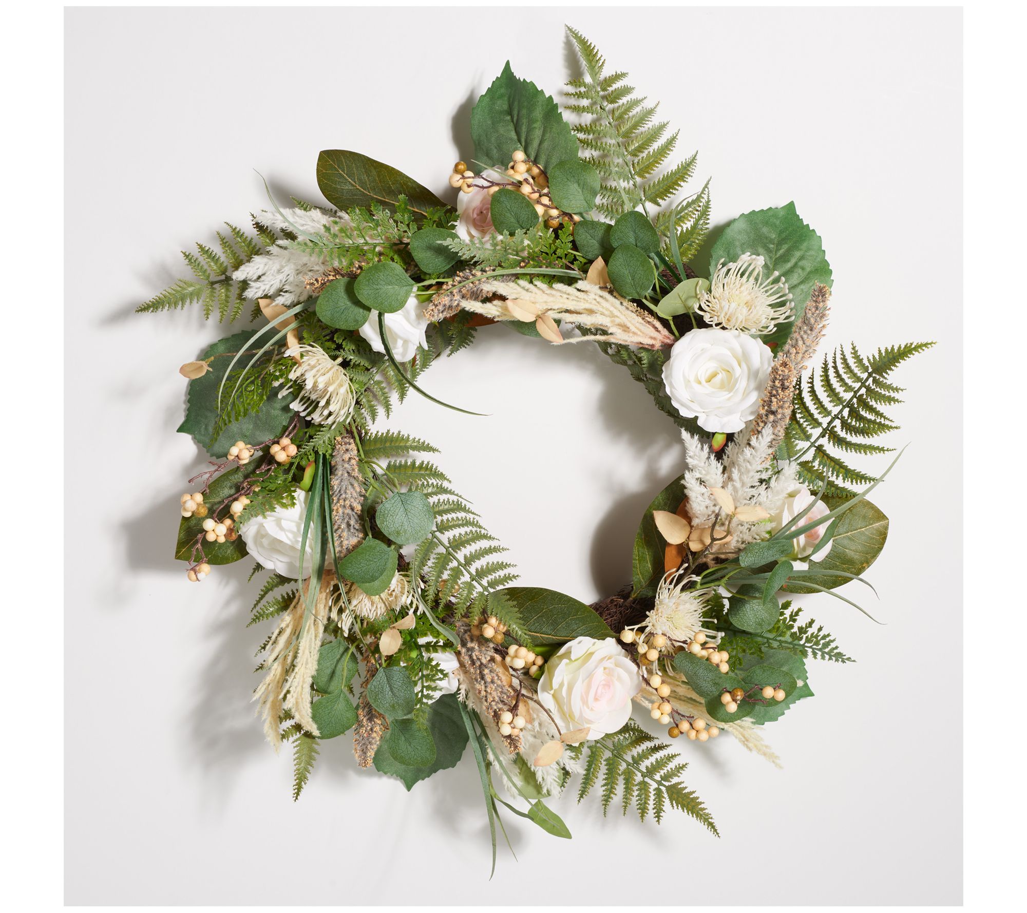 Safavieh Faux 28" Rose & Fern Wreath