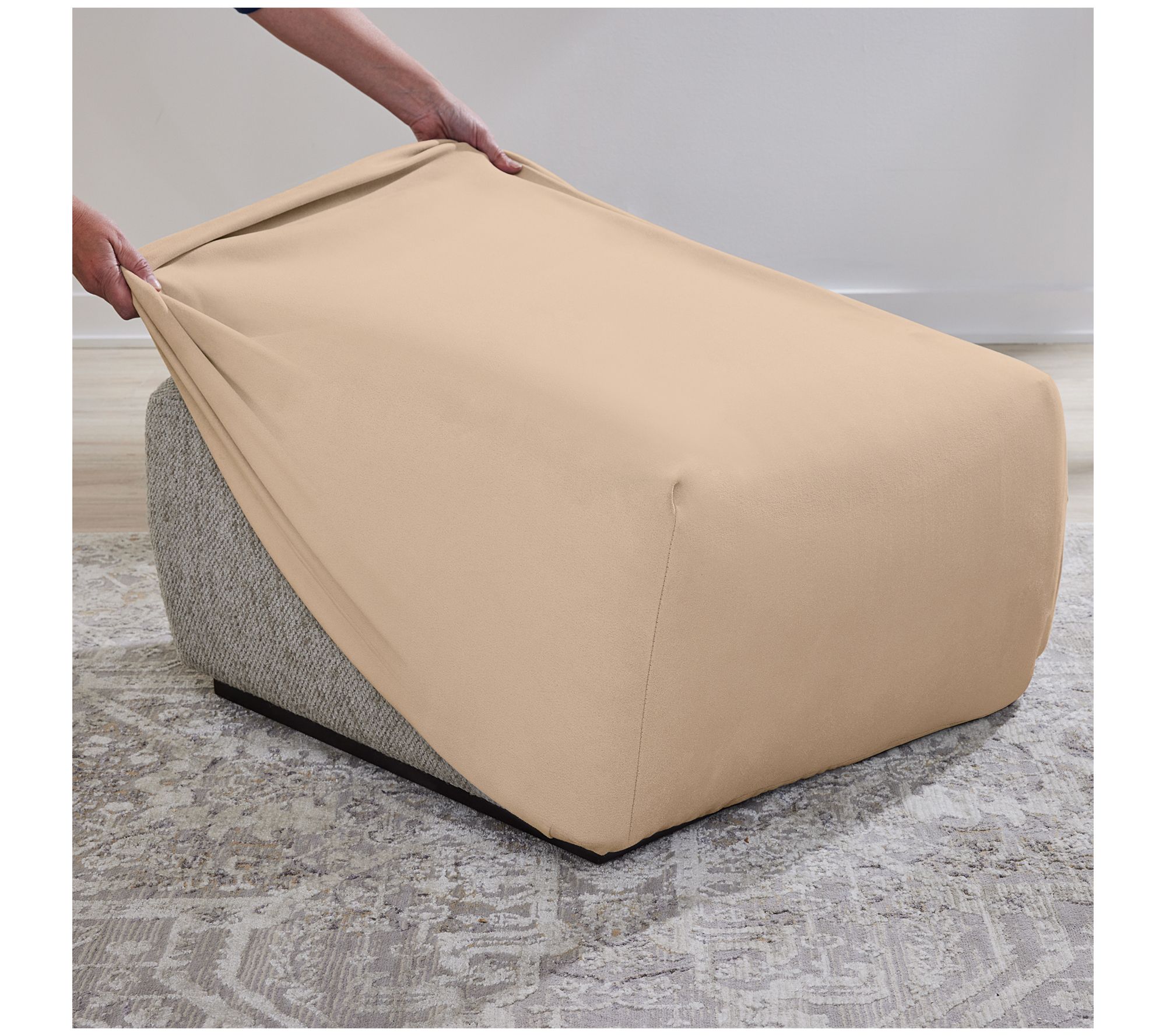 SureFit Stretch Suede Square Ottoman Slipcover