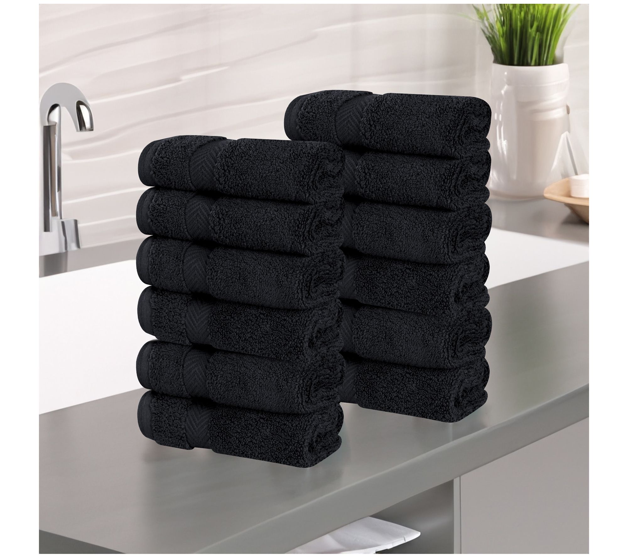 Superior Zero Twist Cotton Solid Face Towel Setof 12
