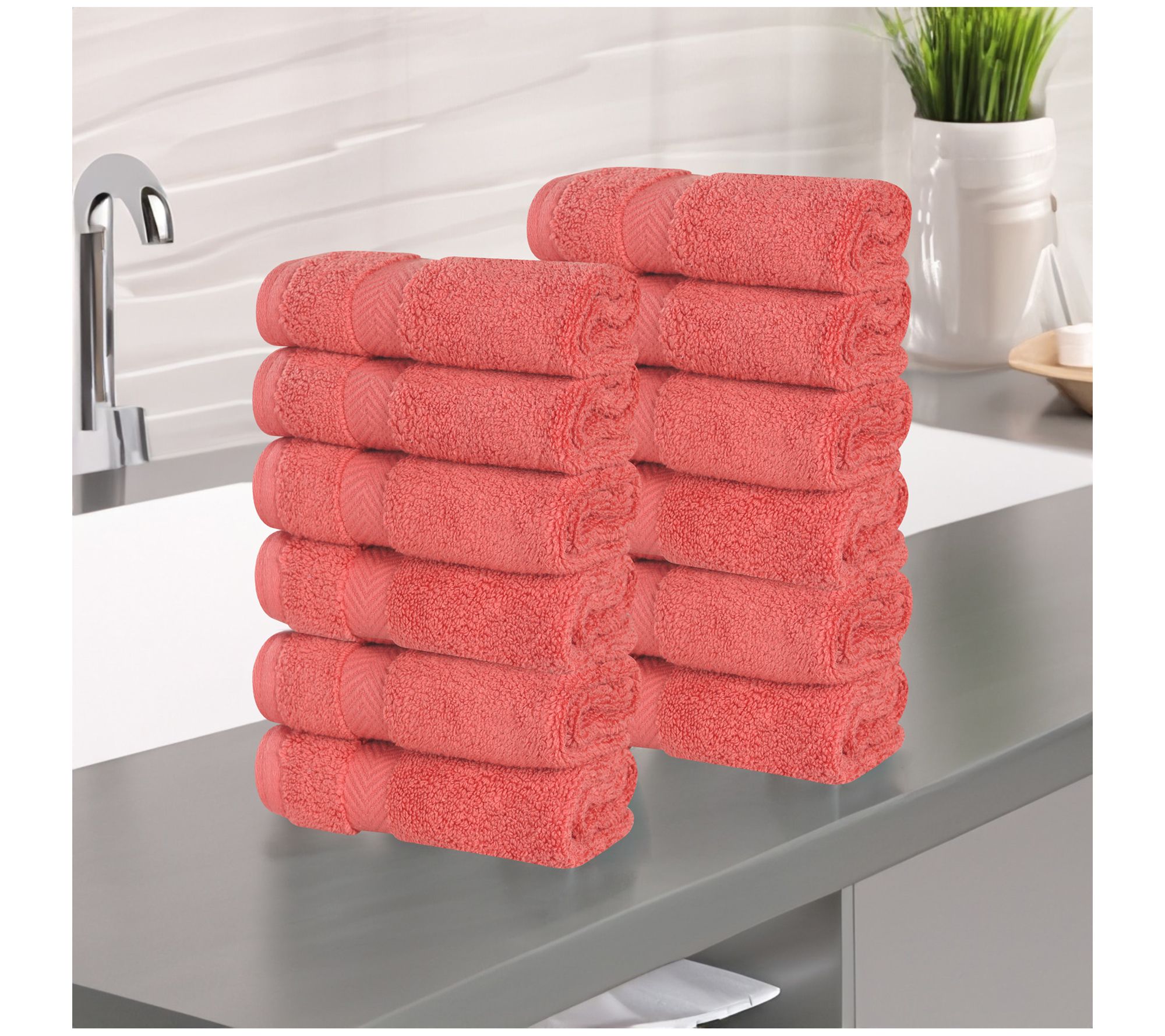Superior Zero Twist Cotton Solid Face Towel Setof 12