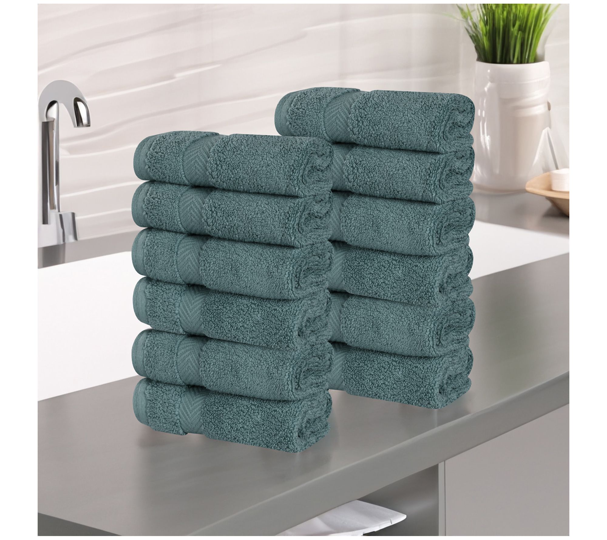 Superior Zero Twist Cotton Solid Face Towel Setof 12