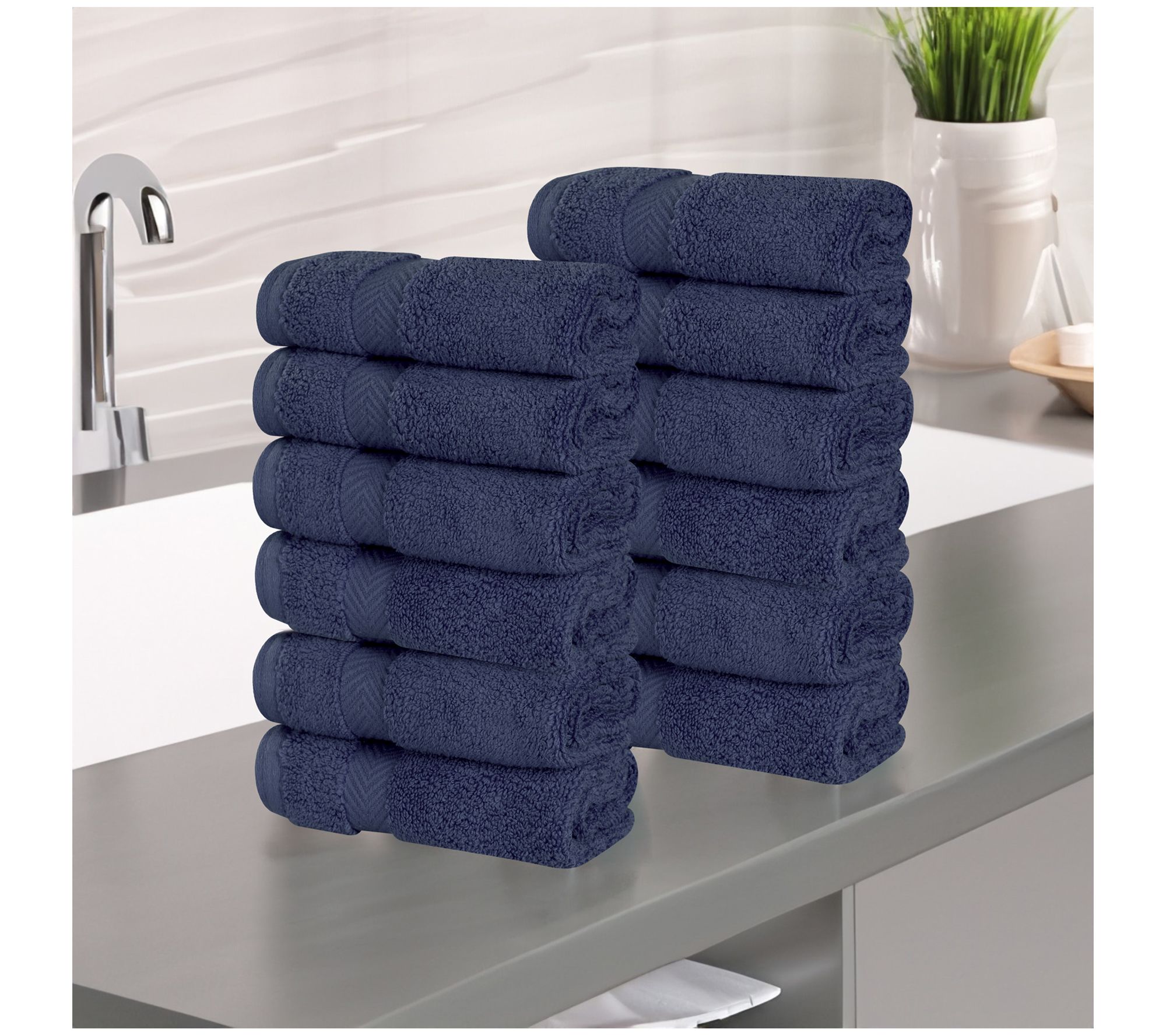 Superior Zero Twist Cotton Solid Face Towel Setof 12