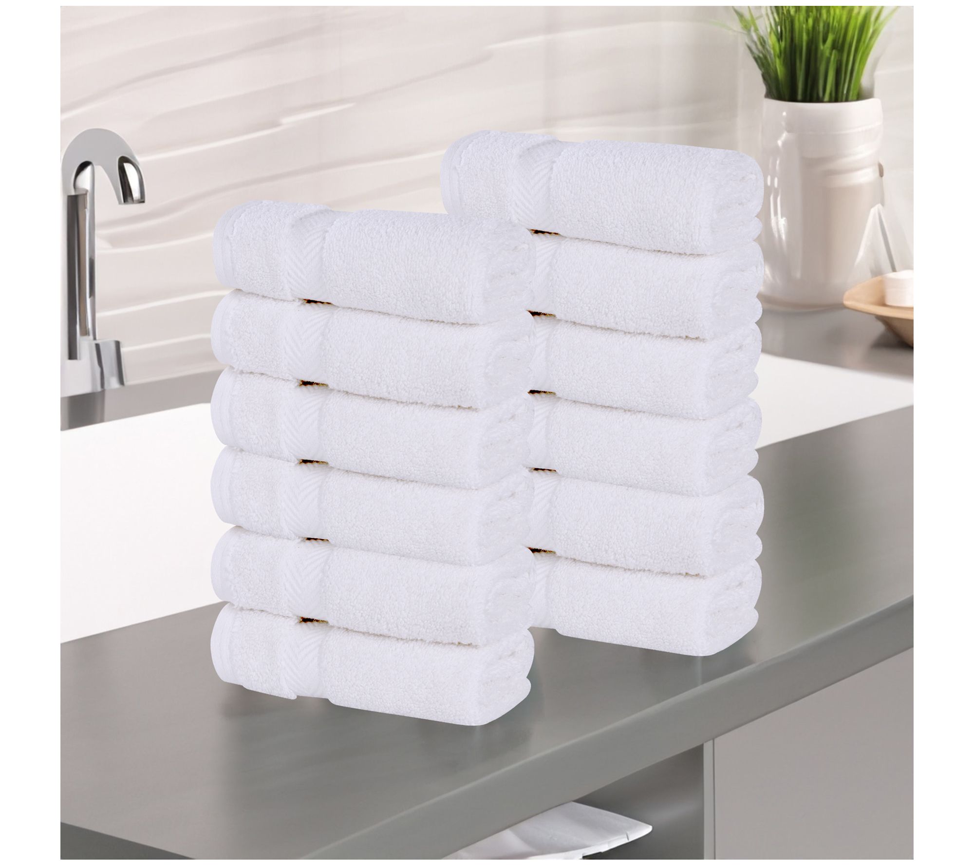 Superior Zero Twist Cotton Solid Face Towel Setof 12