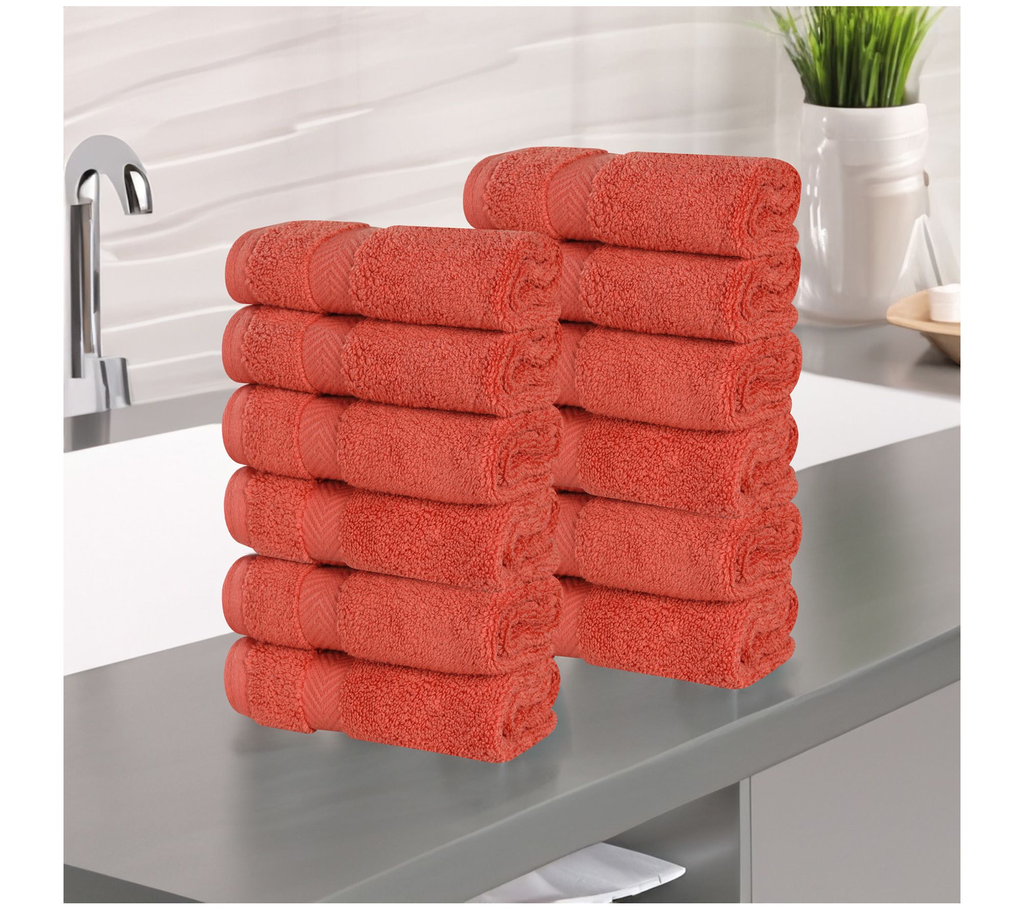 Superior Zero Twist Cotton Solid Face Towel Setof 12