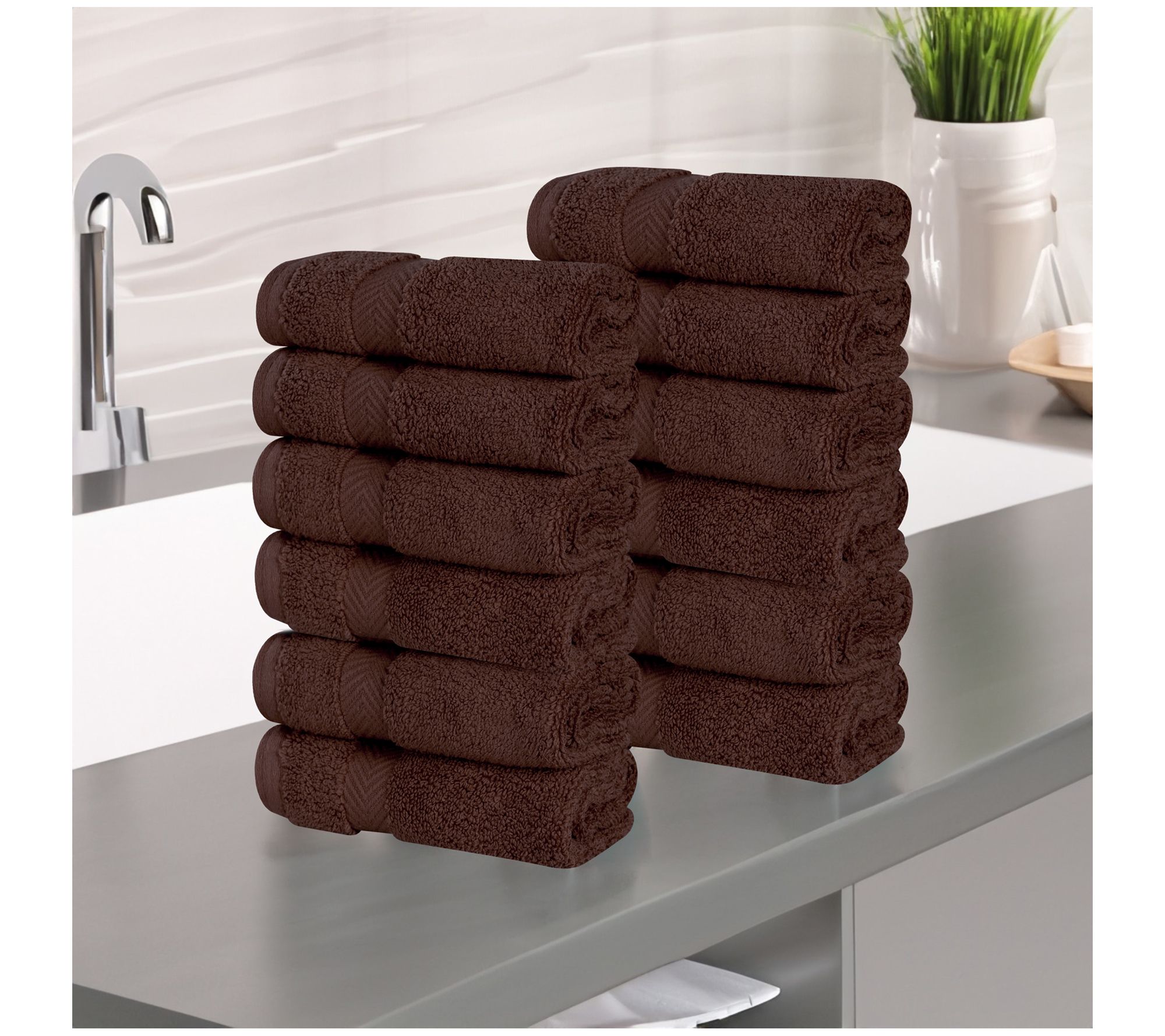 Superior Zero Twist Cotton Solid Face Towel Setof 12